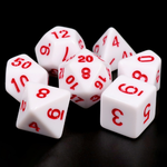 HD Dice 7 Set Polyhedral Dice - White Opaque/Red Font