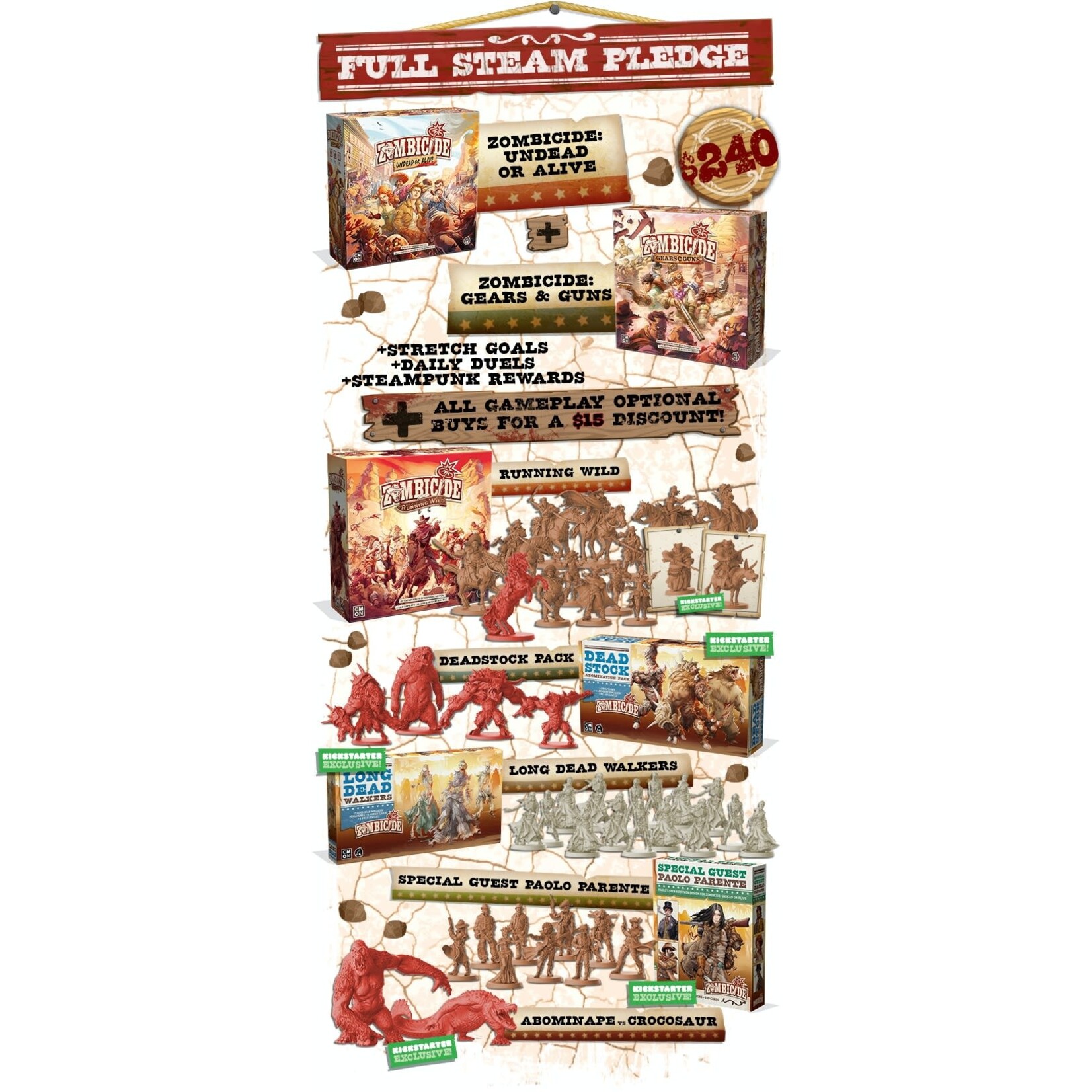 CMON Zombicide: Undead or Alive Full Steam Bundle with Add-Ons