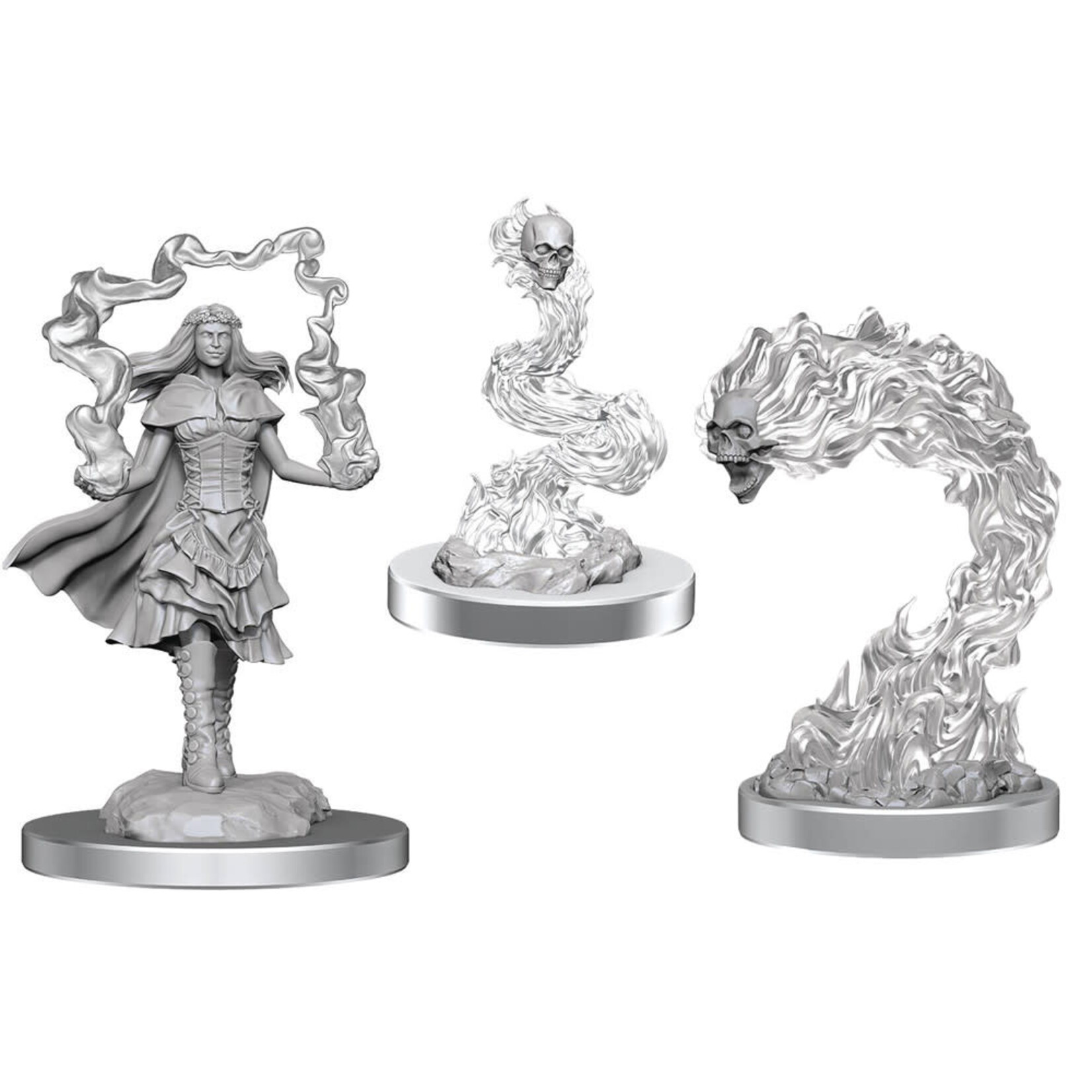 Wiz Kids Unpainted Miniatures: Dark Spellcaster & Flameskulls - D&D - W21