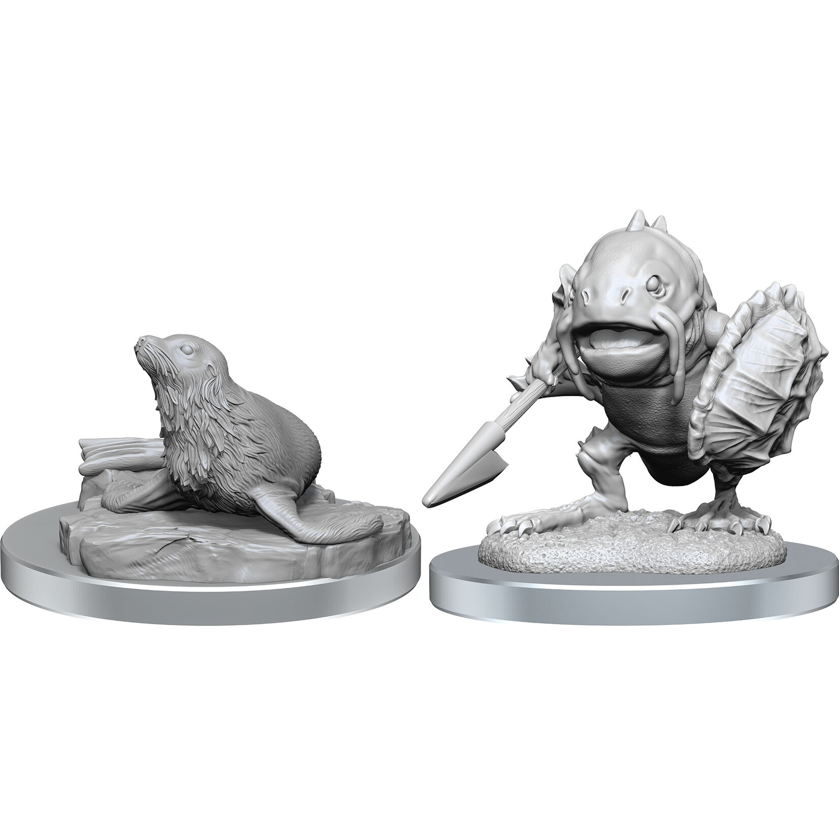 Wiz Kids Unpainted Miniatures: Locathah & Seal - D&D - W20