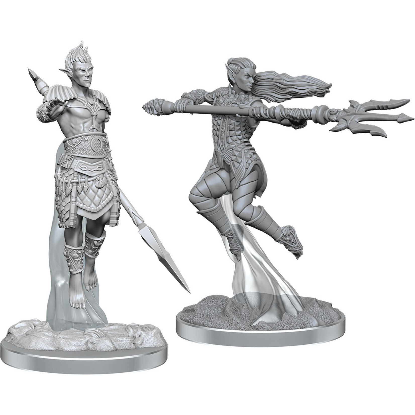 Wiz Kids Unpainted Miniatures: Sea Elf Fighters - D&D - W20
