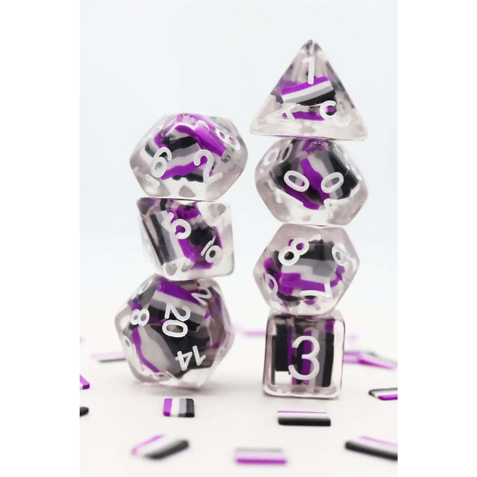Foam Brain Games Foam Brain 7 Set Polyhedral Dice - Asexual Pride Flag
