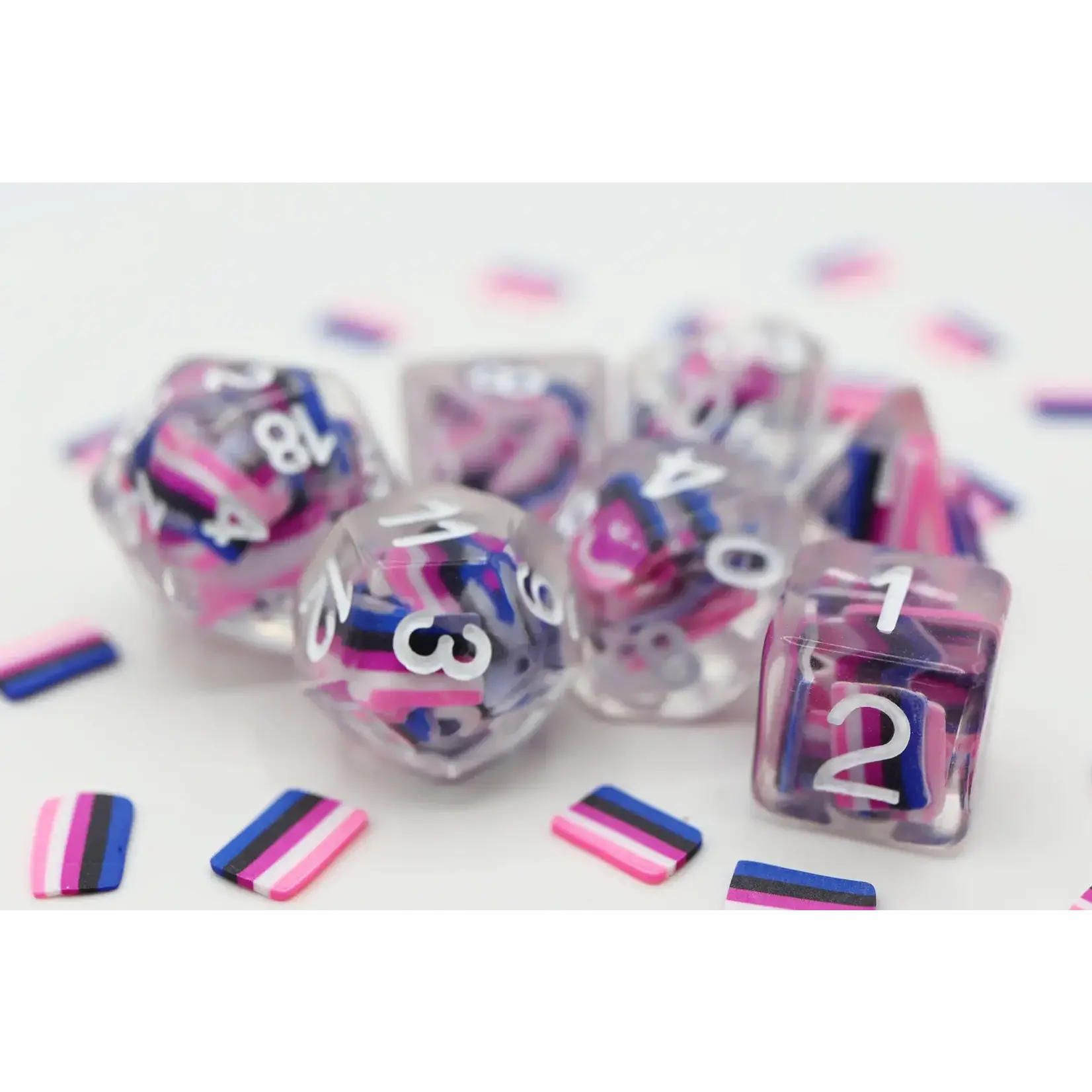 Foam Brain Games Foam Brain 7 Set Polyhedral Dice - Genderfluid Pride Flag