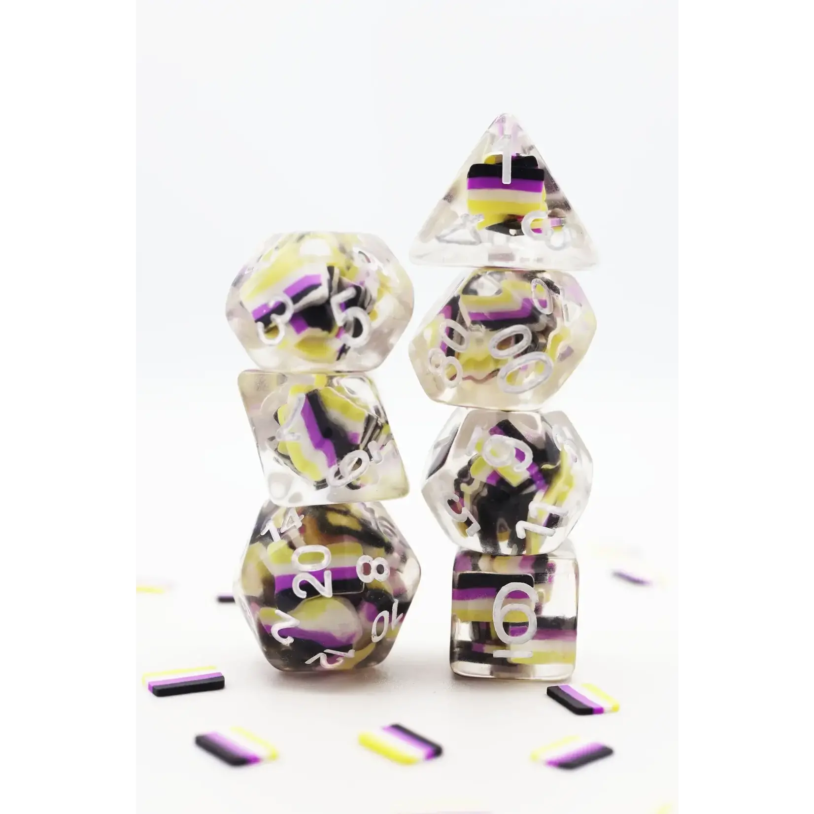 Foam Brain Games Foam Brain 7 Set Polyhedral Dice - Nonbinary Pride Flag