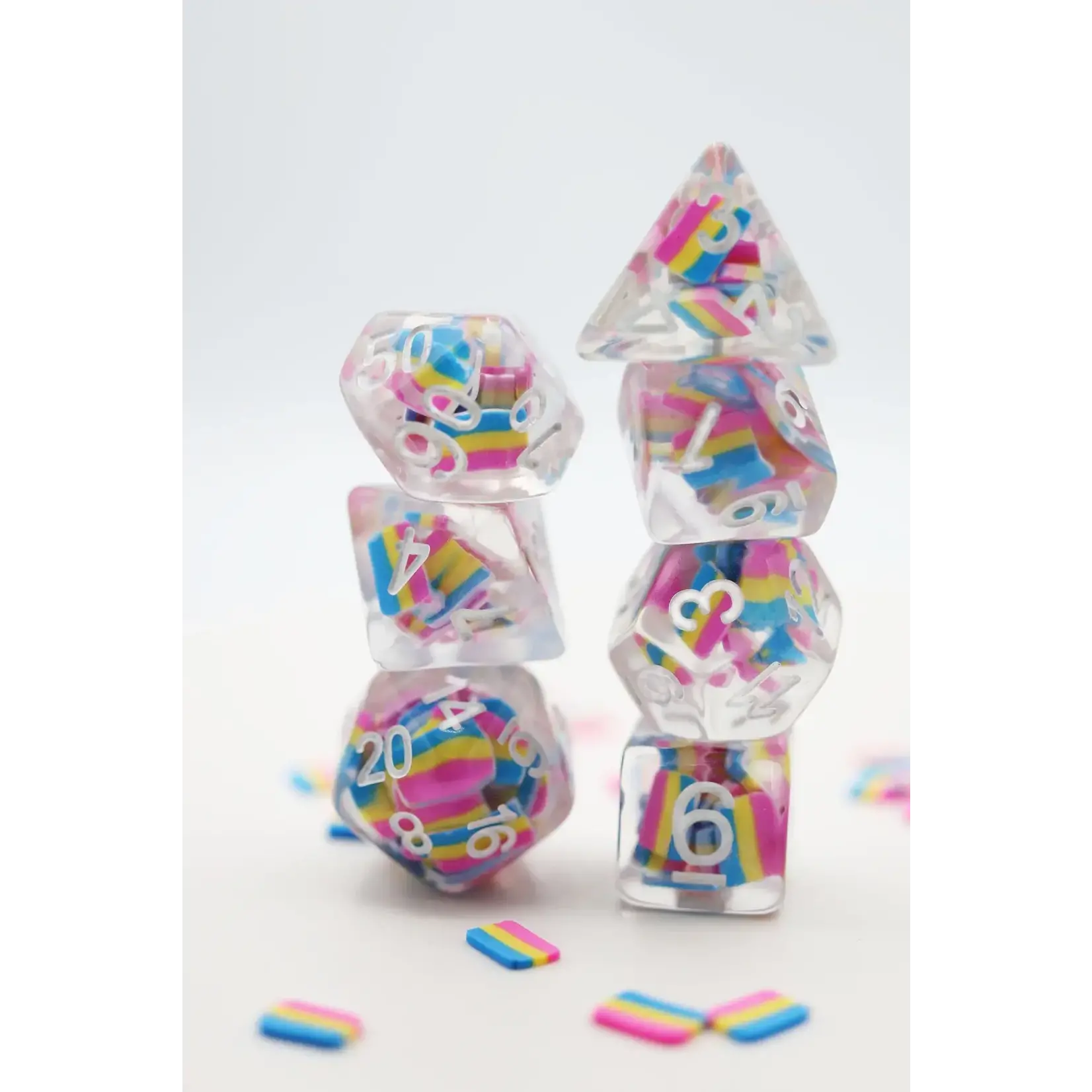 Foam Brain Games Foam Brain 7 Set Polyhedral Dice - Pansexual Pride Flag