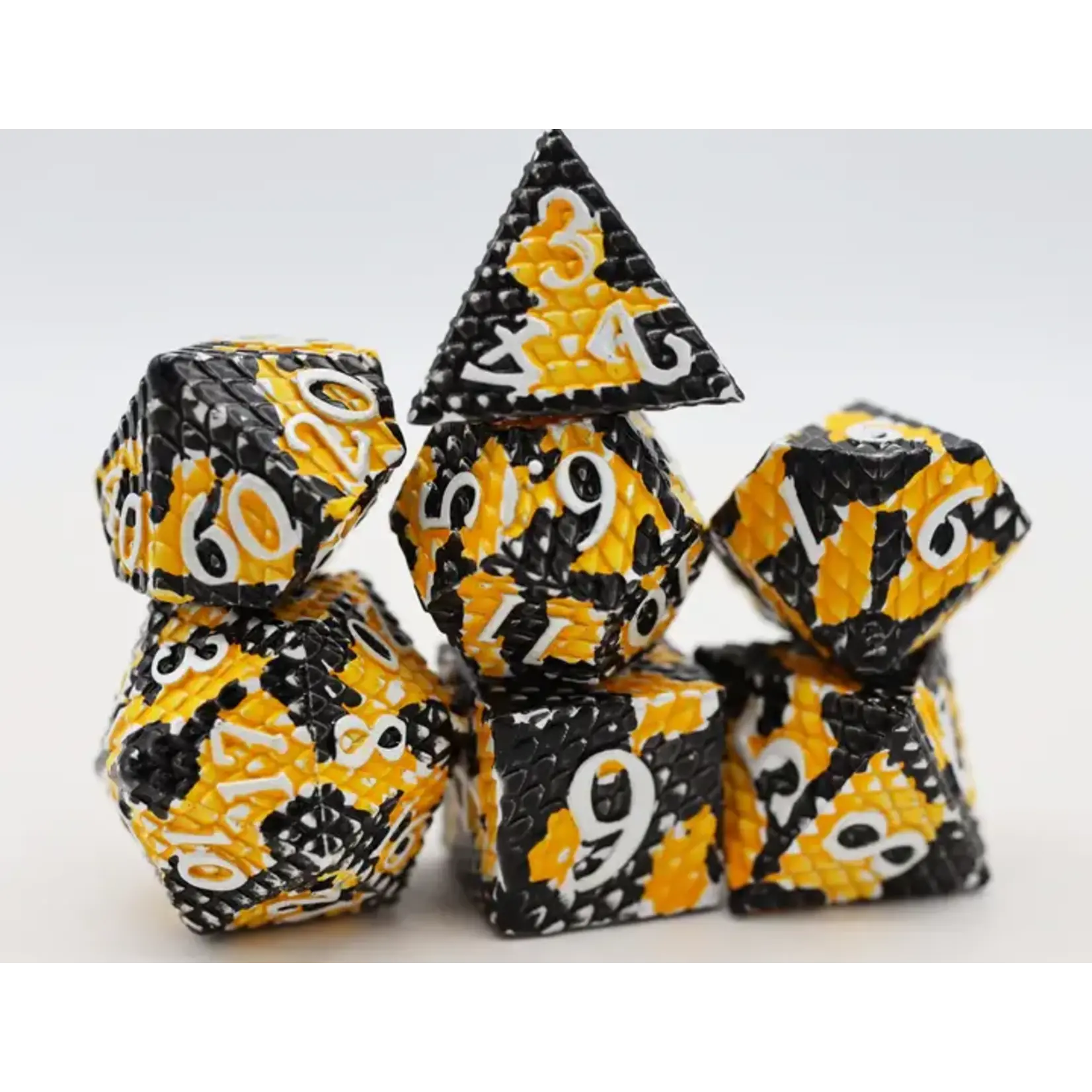 Foam Brain Metal Dice Set Dragon Scale Bumblebee Phoenix Fire Games
