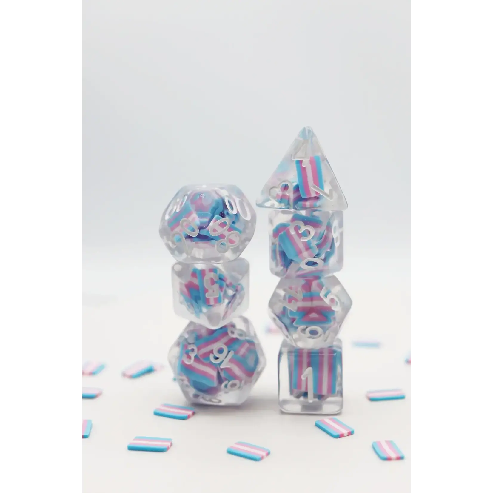 Foam Brain Games Foam Brain 7 Set Polyhedral Dice - Transgender Pride Flag