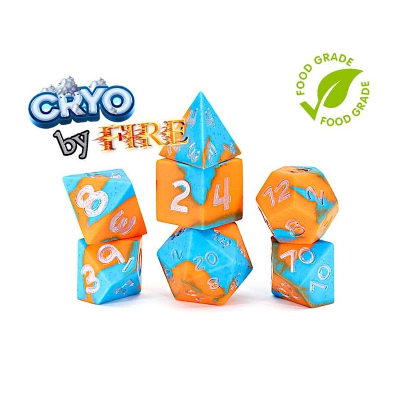 Gate Keeper Games Anti-Stress Dice: RPG Set - Cryo by Fire (Blue and Orange) Silicone