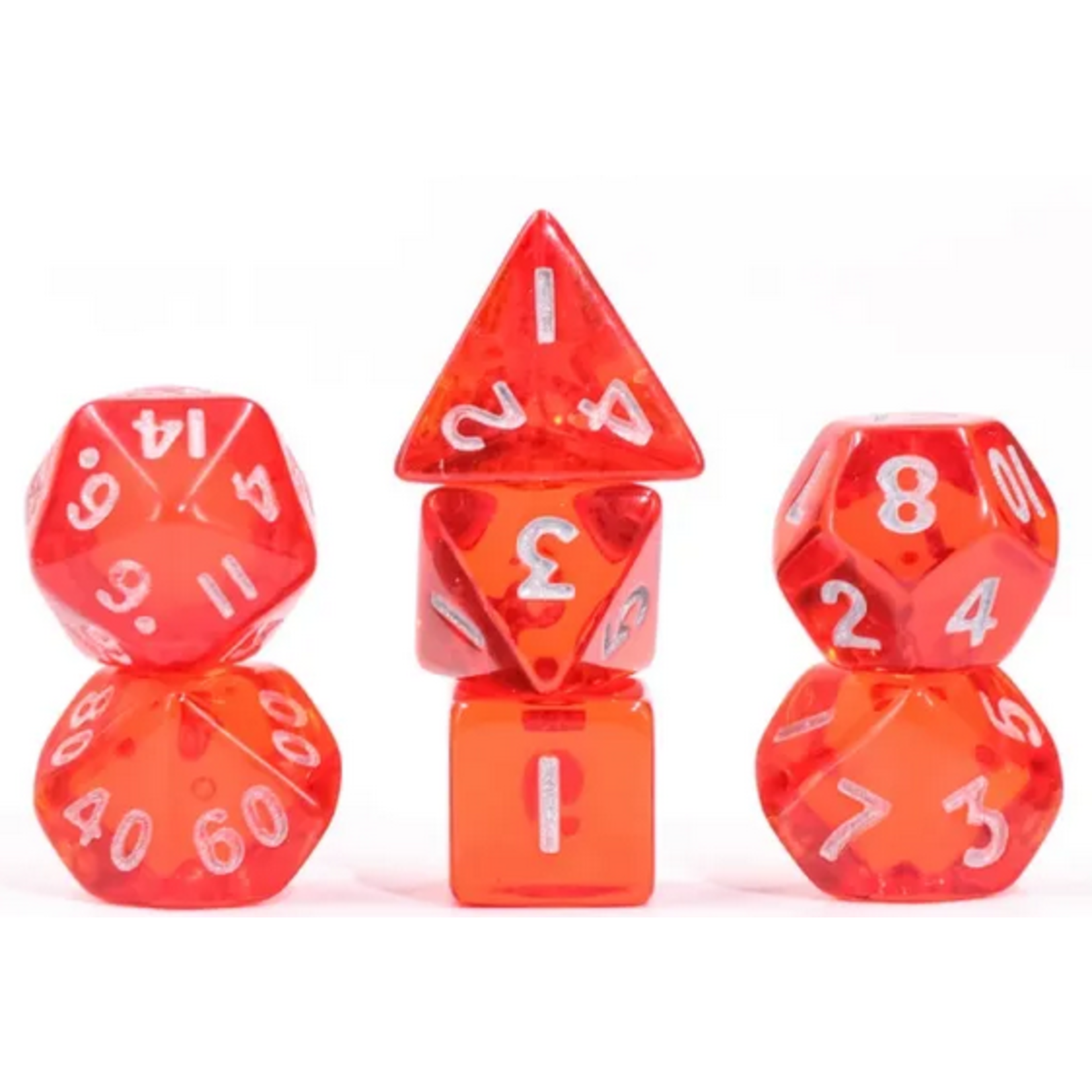 HD Dice 7 Set MINI Polyhedral Dice - Red Transparent