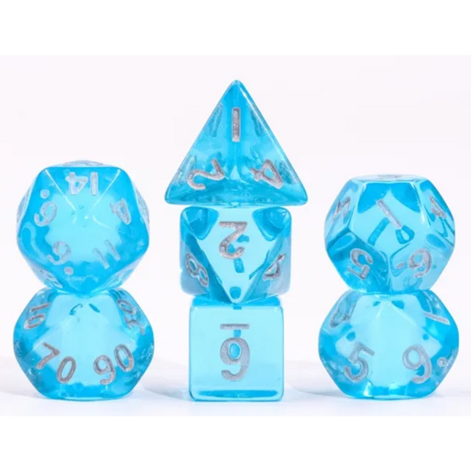 HD Dice 7 Set MINI Polyhedral Dice - Blue Transparent