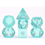 7 Set MINI Polyhedral Dice - Teal Transparent