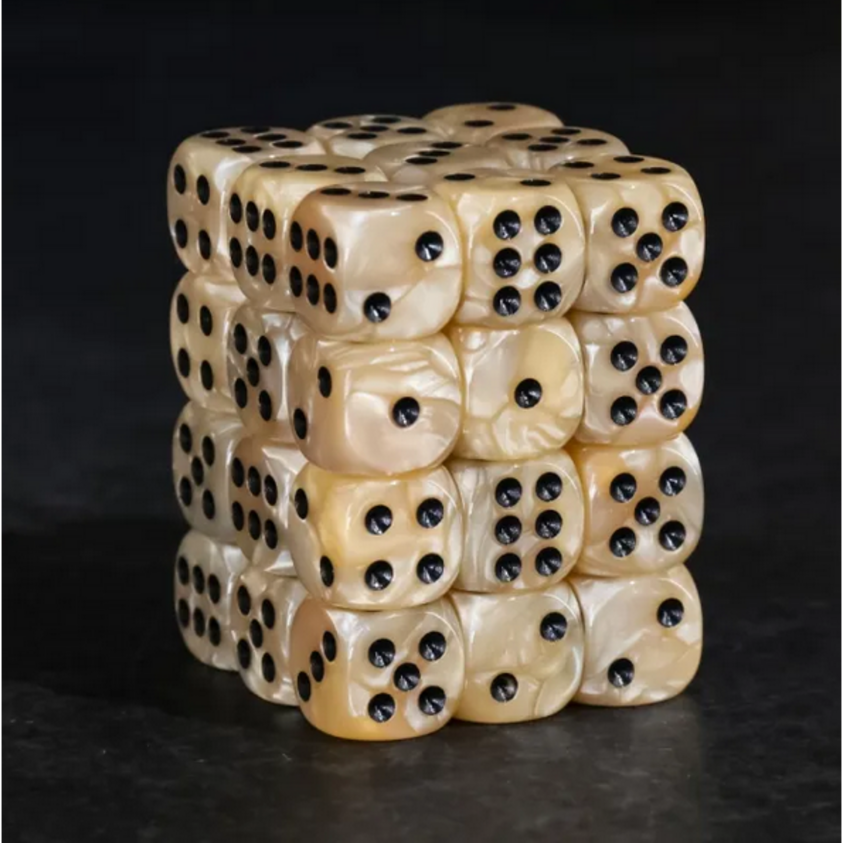 HD Dice 36 12mm D6 Dice Block - Opaque - Beige Pearl