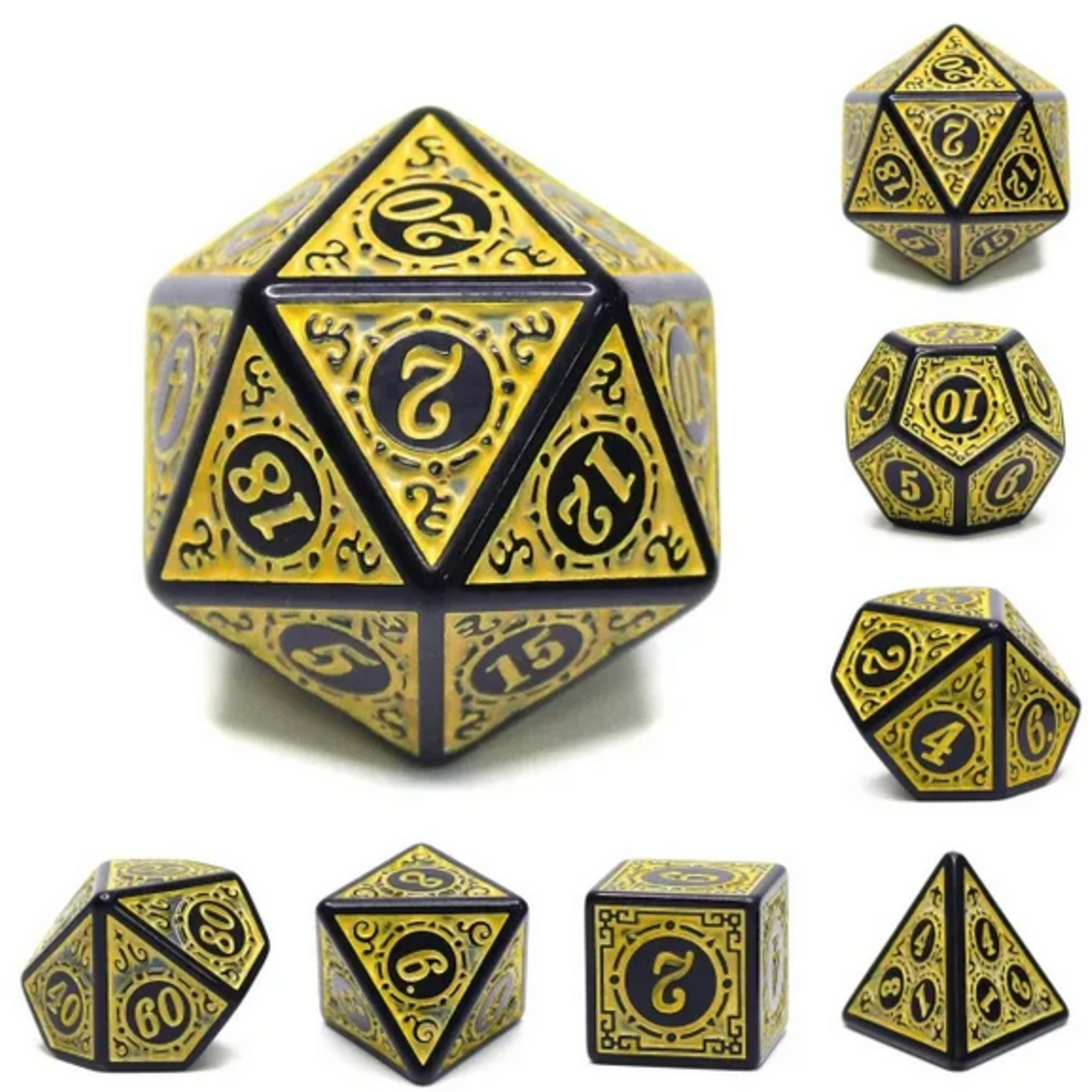 HD Dice 7 Set Polyhedral Dice - Magic Flame (Yellow)