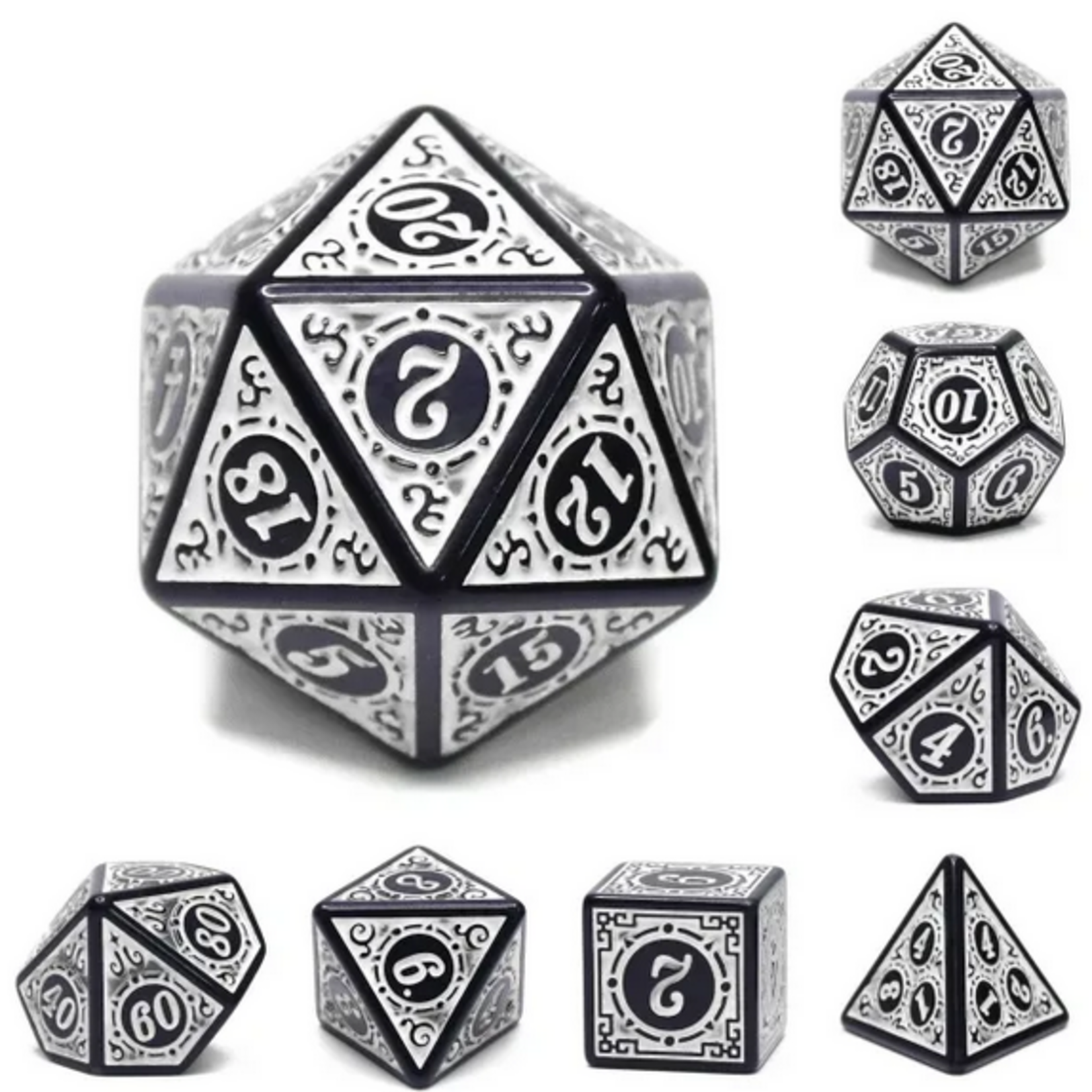 HD Dice 7 Set Polyhedral Dice - Magic Flame (White)