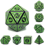HD Dice 7 Set Polyhedral Dice - Magic Flame (Green)