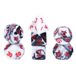 HD Dice 7 Set MINI Polyhedral Dice - Black/White Blend Red Font