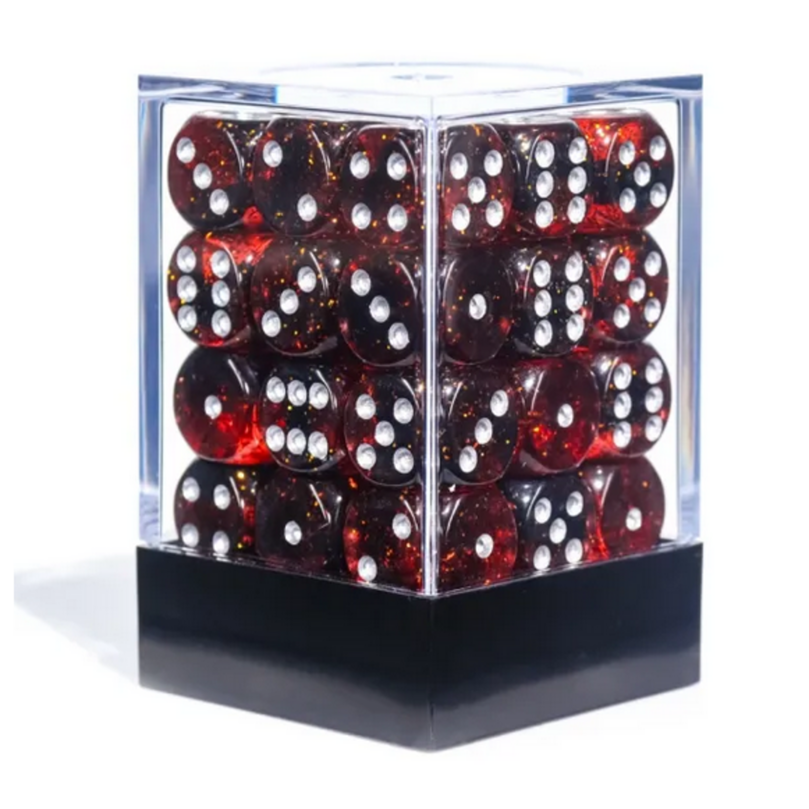 HD Dice 36 12mm D6 Dice Block - Translucent - Red Glitter