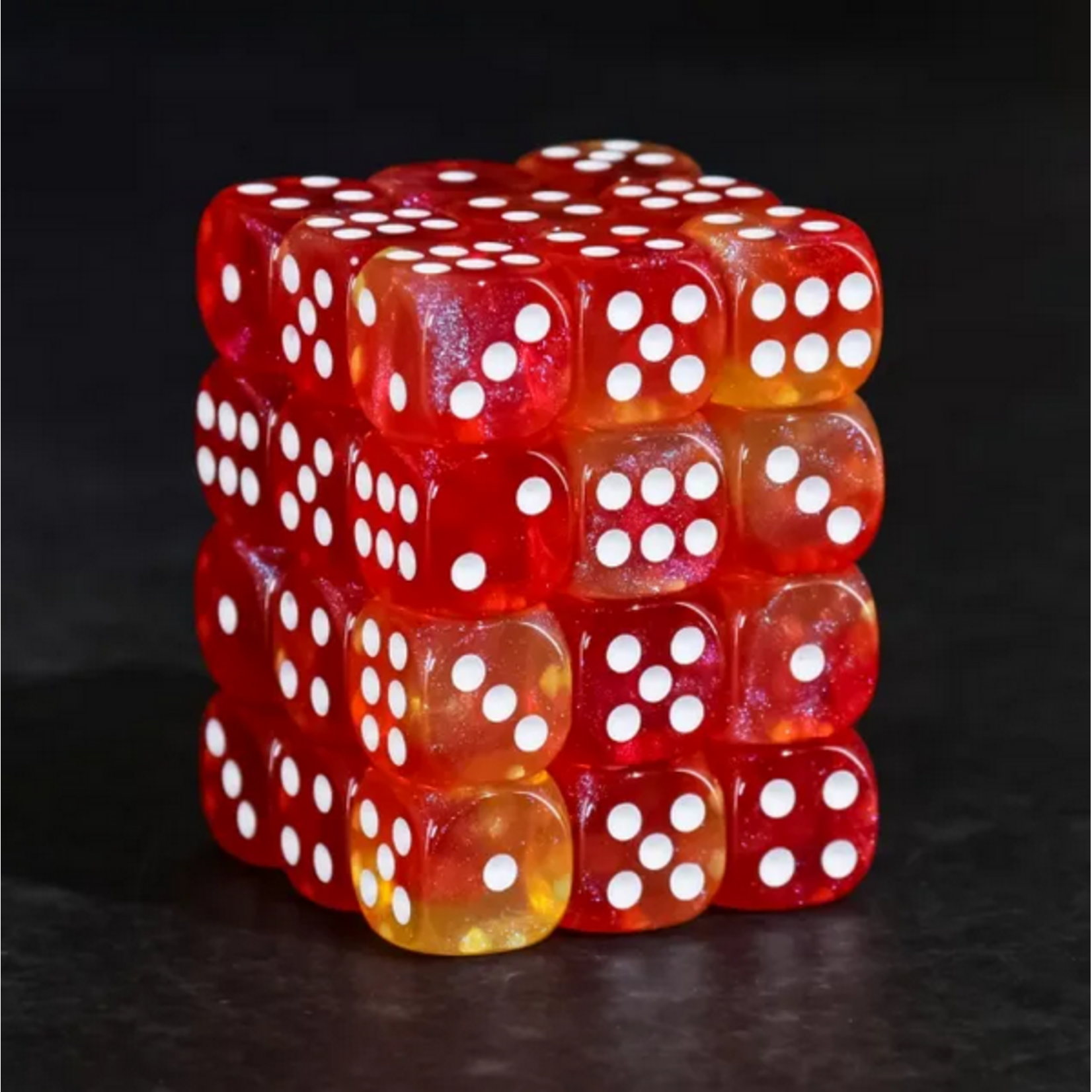 HD Dice 36 12mm D6 Dice Block - Translucent -  Volcano on Fire