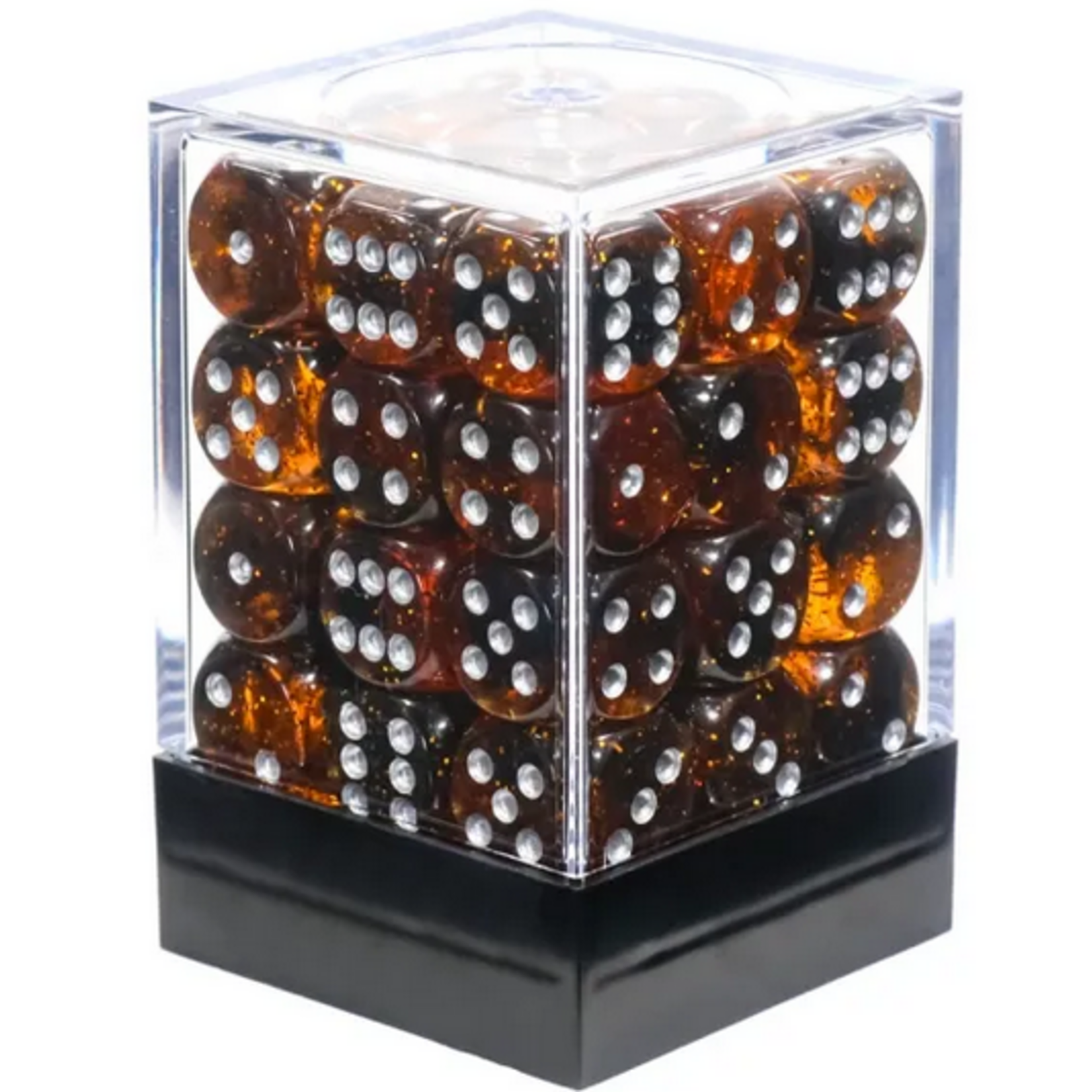 HD Dice 36 12mm D6 Dice Block - Translucent - Orange Glitter