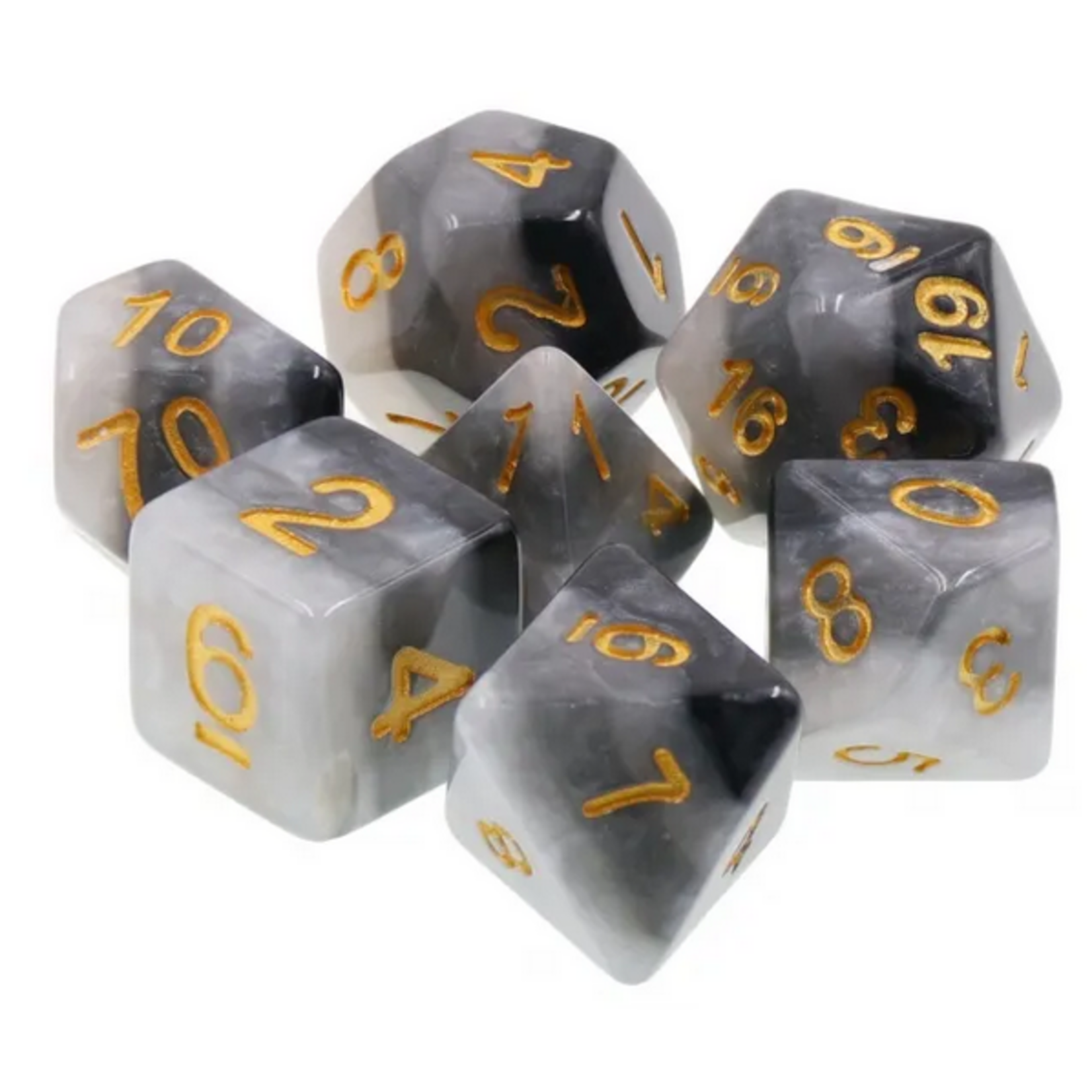 HD Dice 7 Set Polyhedral Dice - Gray Gradient