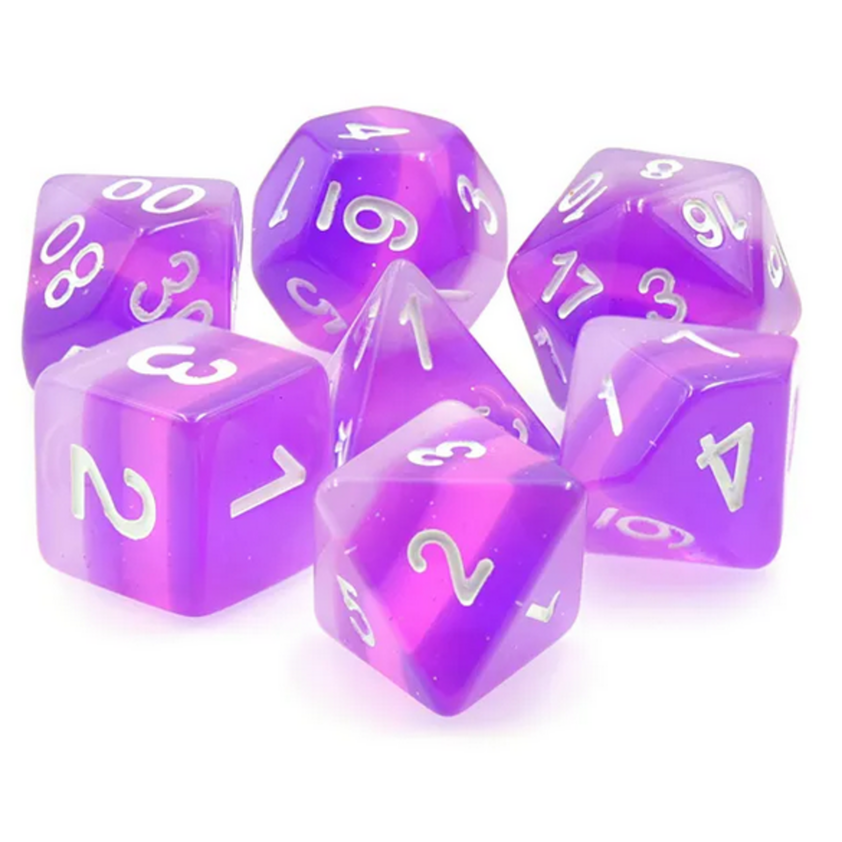 HD Dice 7 Set Polyhedral Dice - Purple Layer Transparent