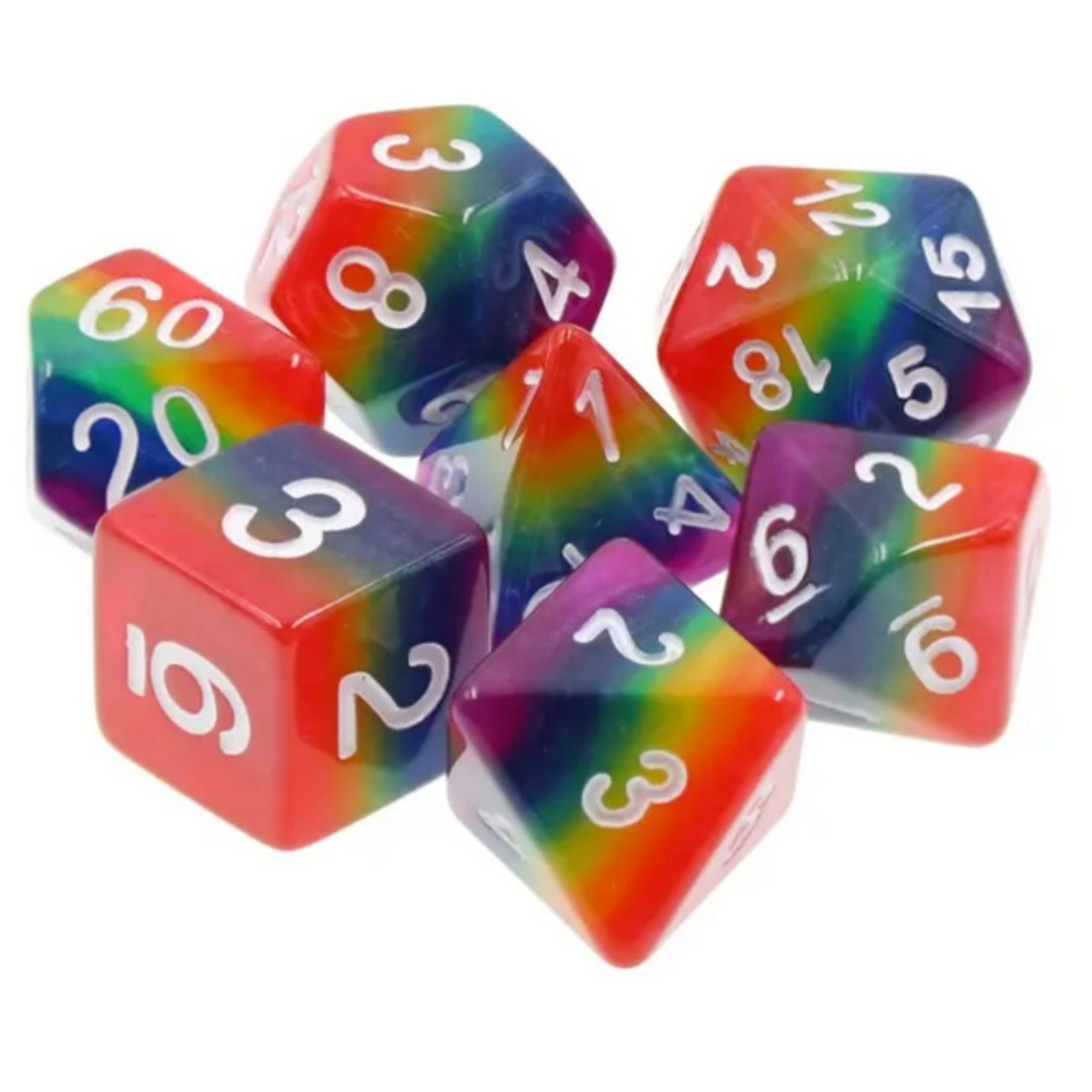 HD Dice 7 Set Polyhedral Dice - Rainbow