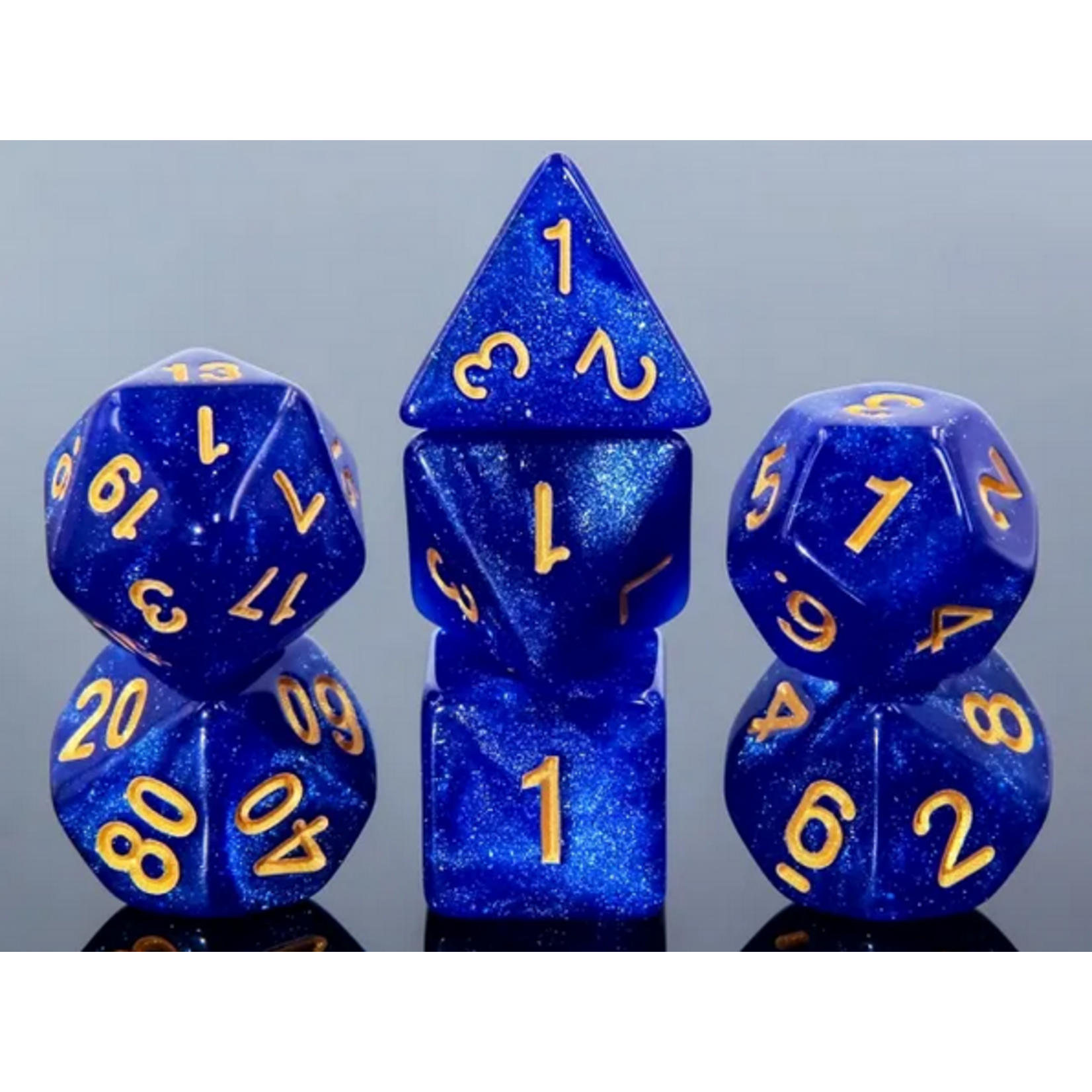 HD Dice 7 Set Polyhedral Dice - Azure Blue