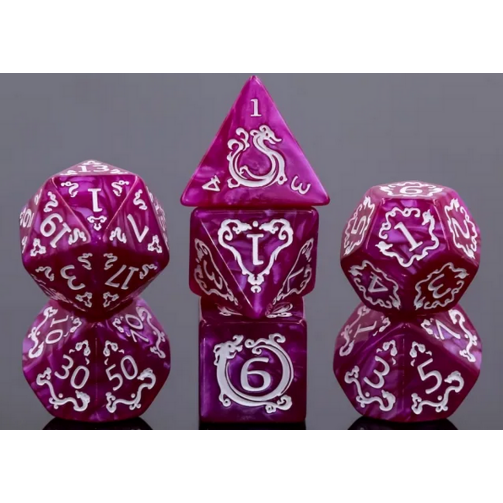HD Dice 7 Set Polyhedral Dice - Auspicious Clouds (Purple)