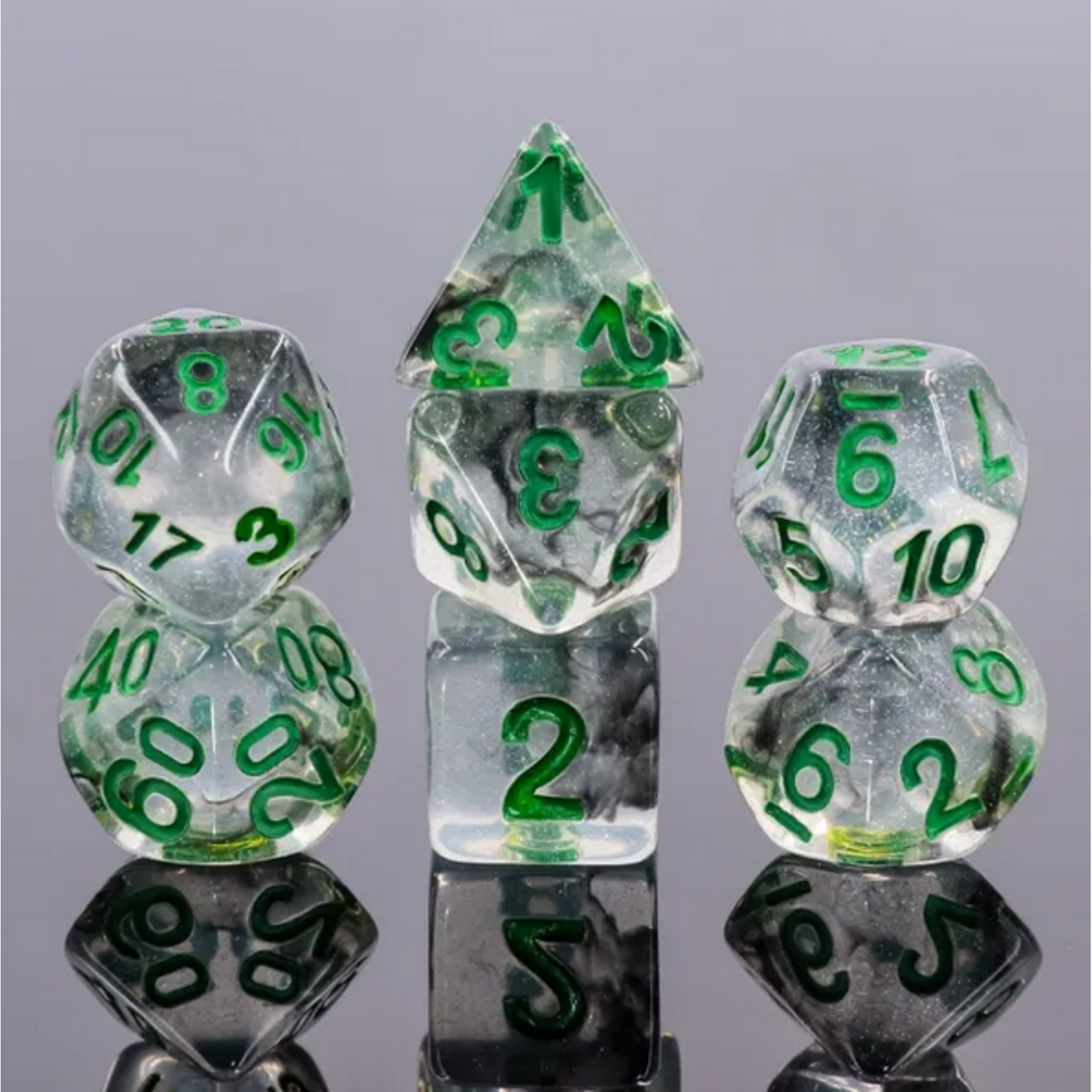 HD Dice 7 Set Polyhedral Dice - Black Ink