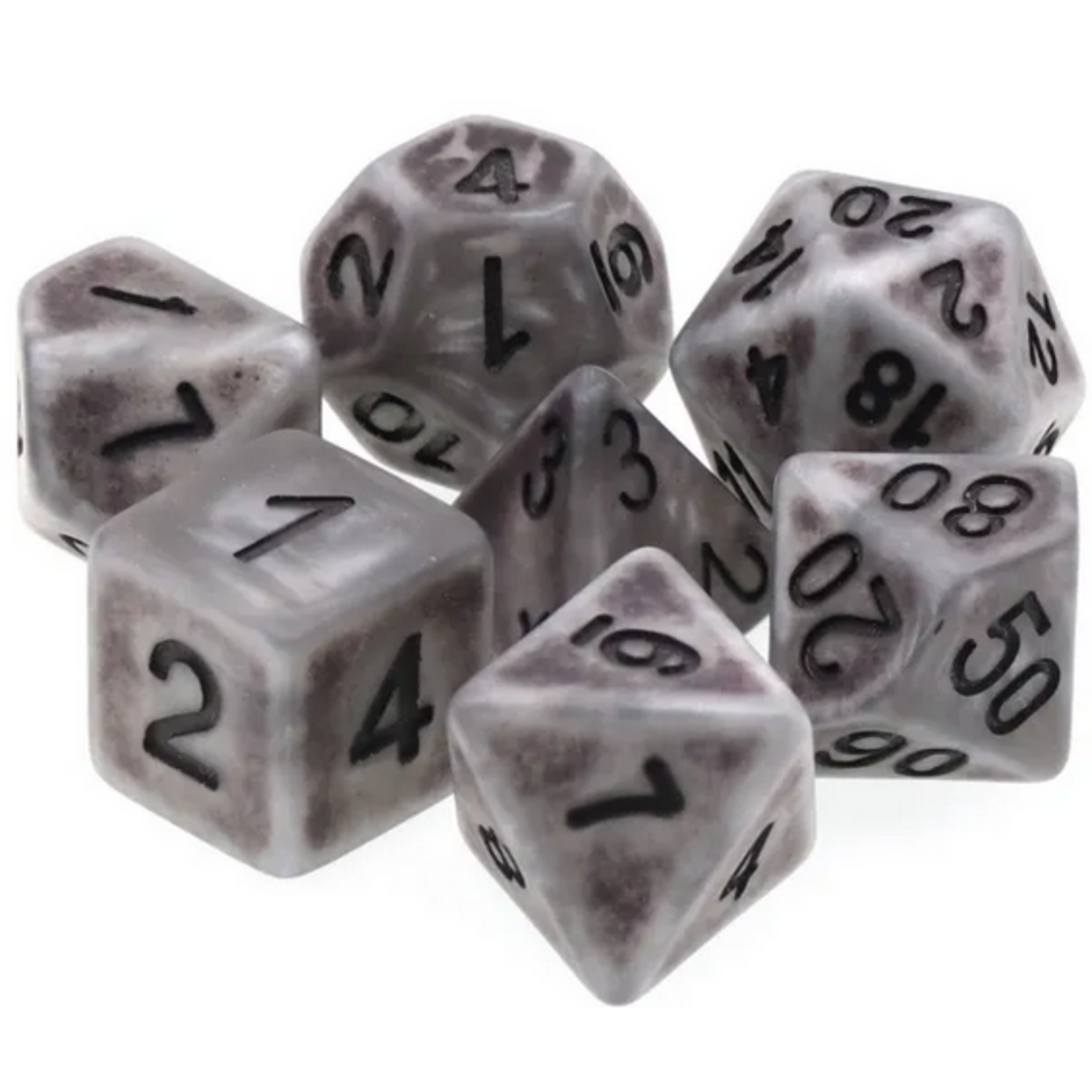 HD Dice 7 Set Polyhedral Dice - Silver Ancient