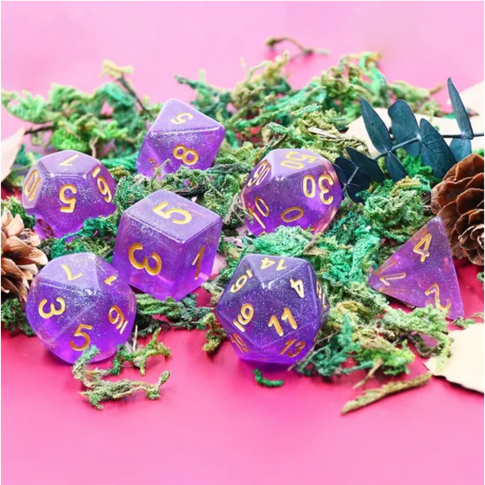 HD Dice 7 Set Polyhedral Dice - Purple Iridecent