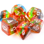 HD Dice 7 Set Polyhedral Dice - Transparent Rainbow Glitter