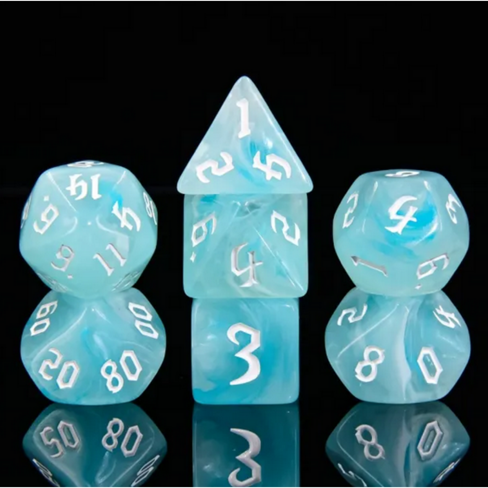 HD Dice 7 Set Polyhedral Dice - White Cloud