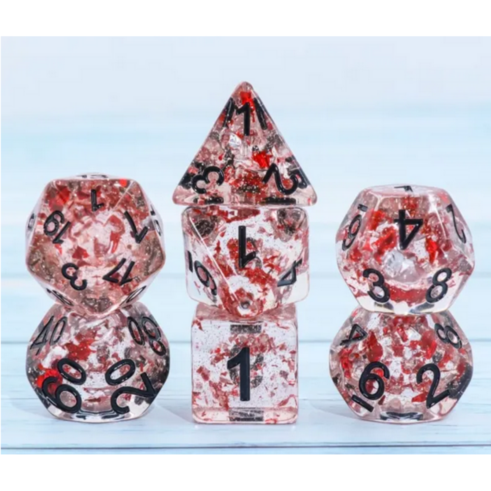 HD Dice 7 Set Polyhedral Dice - Metallic Ruby