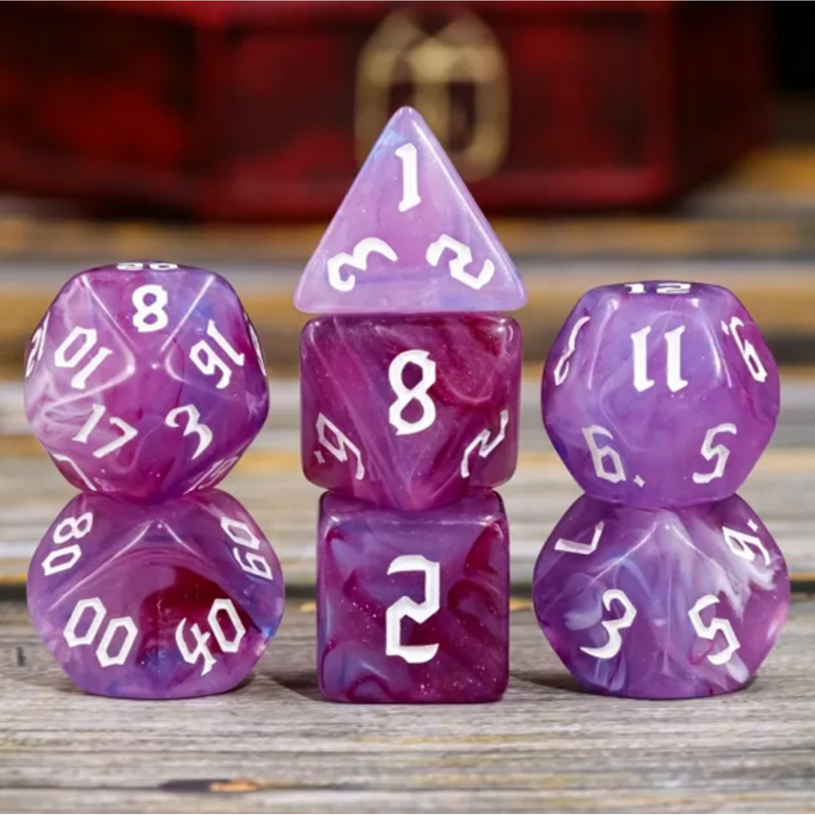 HD Dice 7 Set Polyhedral Dice - Violet Swirls