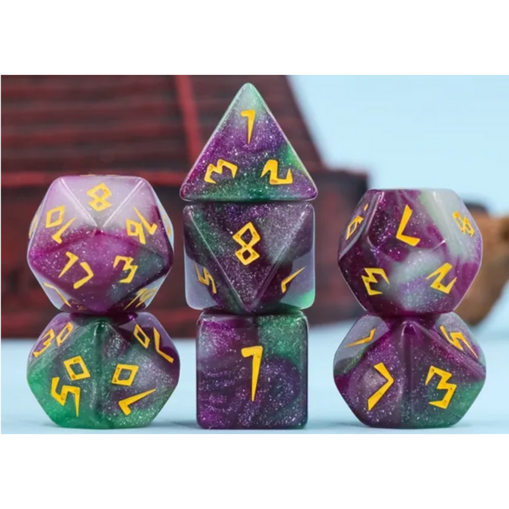 HD Dice 7 Set Polyhedral Dice - Violet Garden