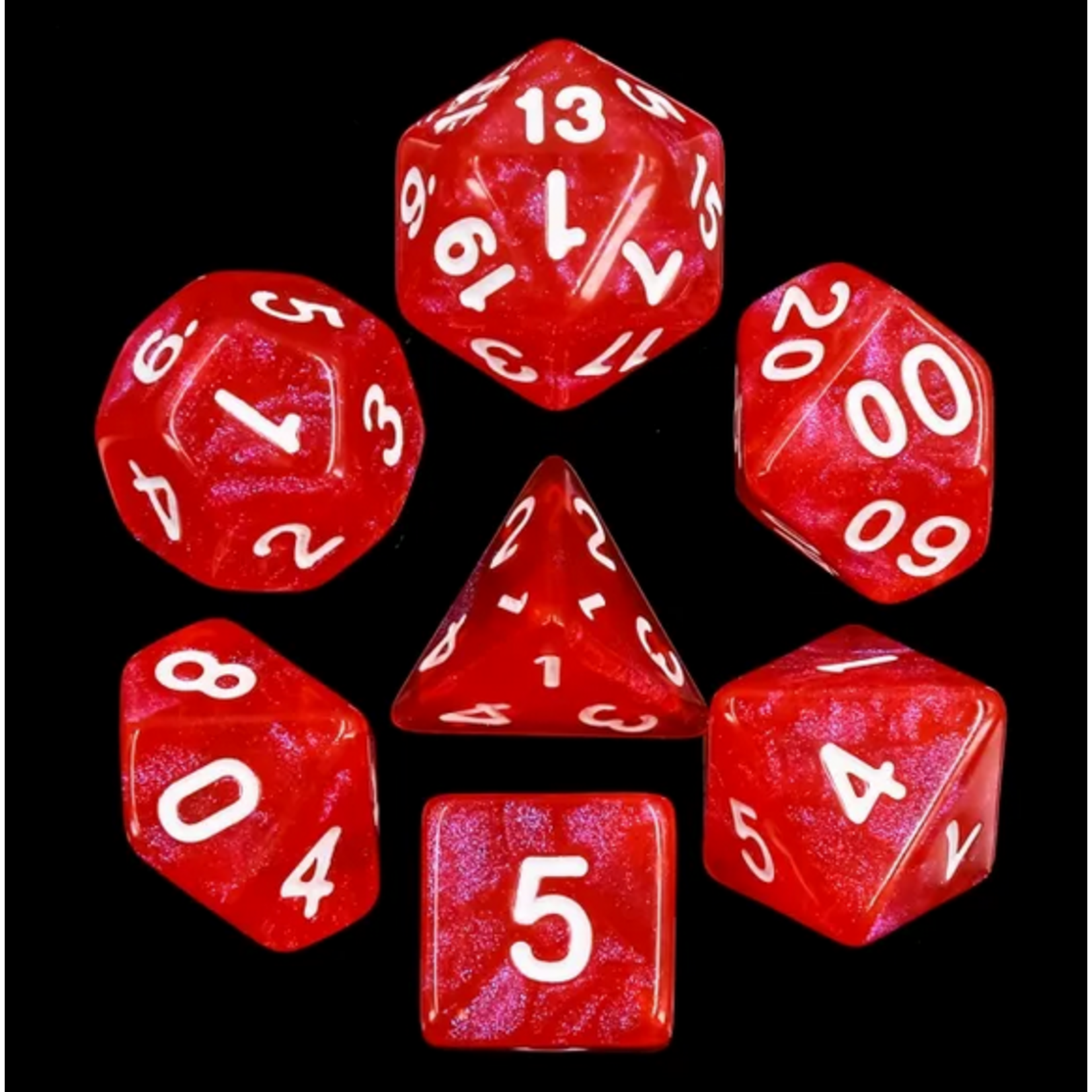 HD Dice 7 Set Polyhedral Dice - Red Sun