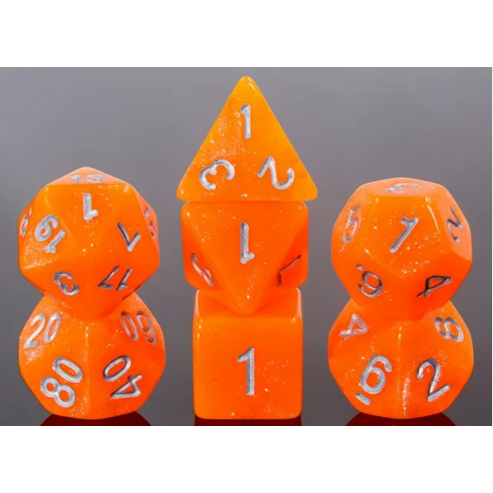 HD Dice 7 Set Polyhedral Dice - Juicy Tangerine