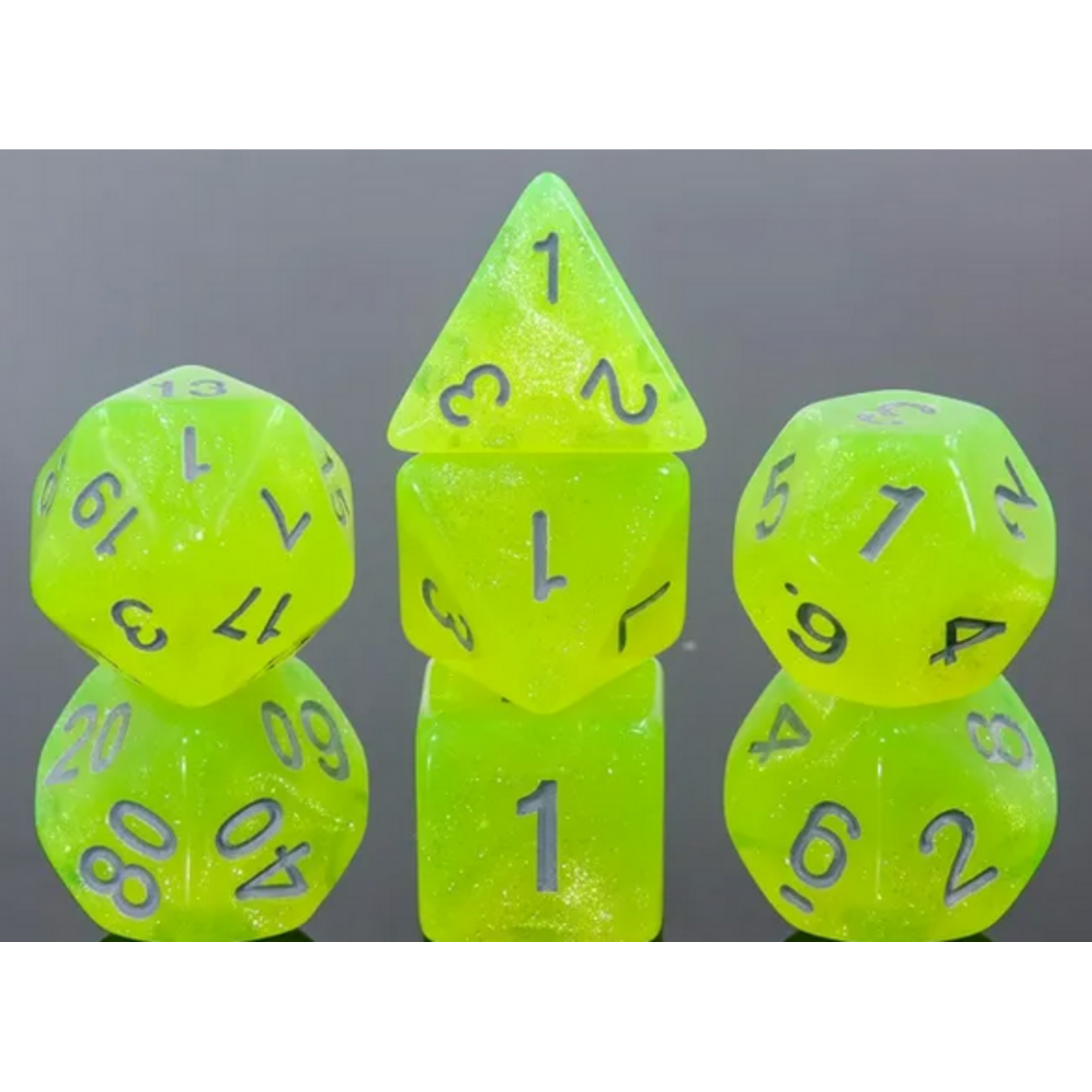 HD Dice 7 Set Polyhedral Dice - Kiwi Green