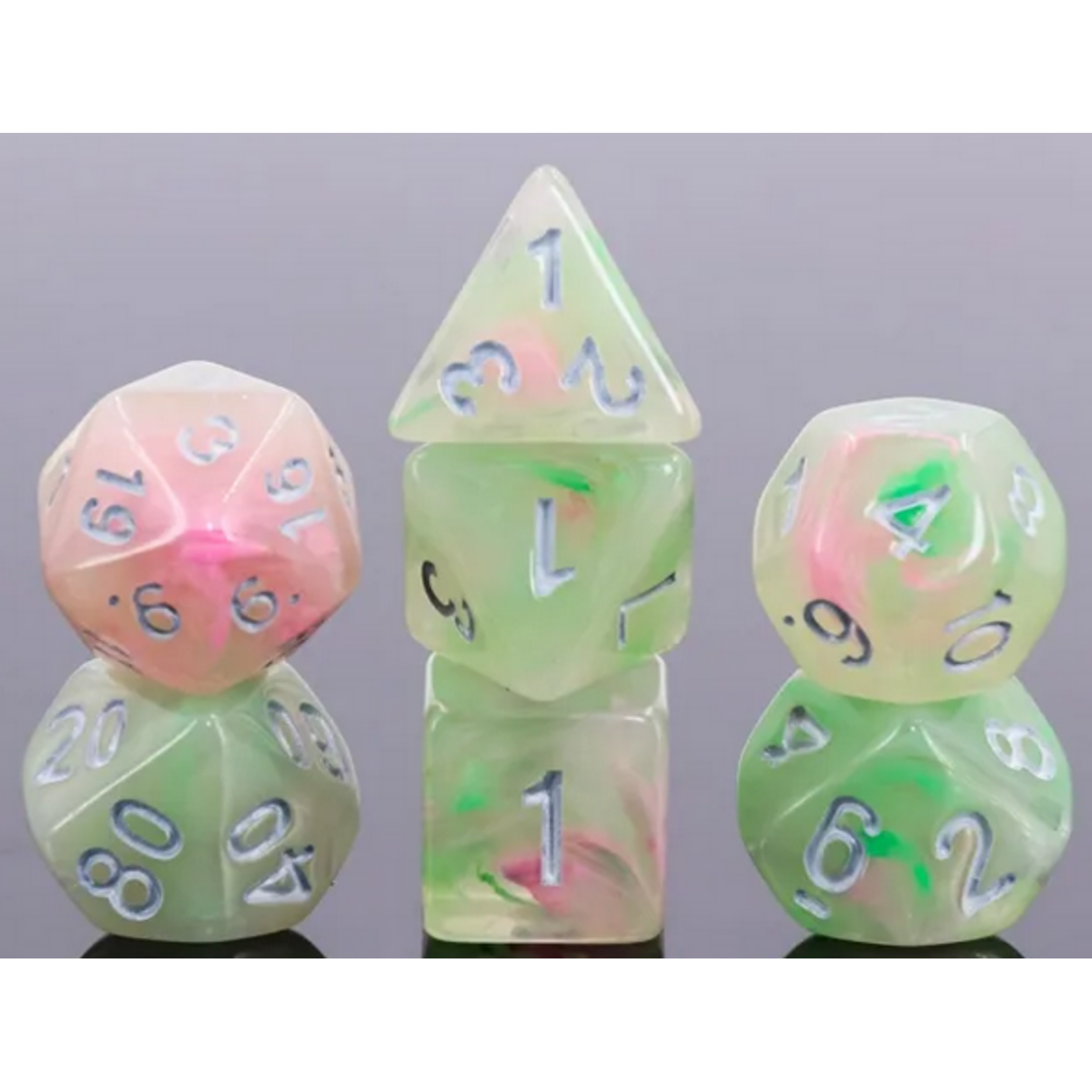 HD Dice 7 Set Polyhedral Dice - Lotus Pond
