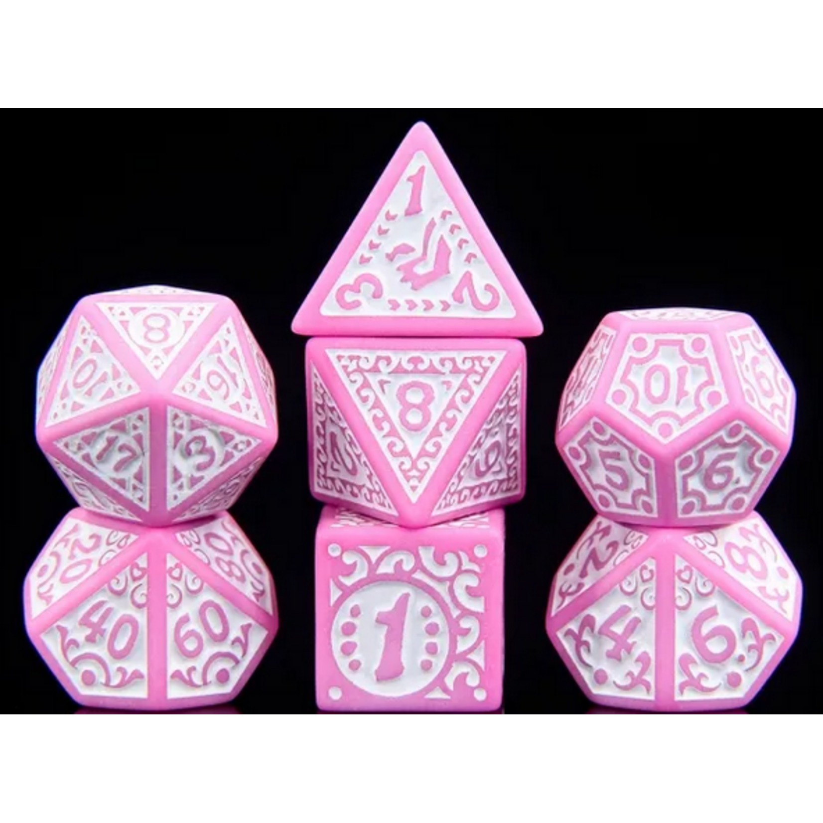 HD Dice 7 Set Polyhedral Dice - Magic Flame (Pink)
