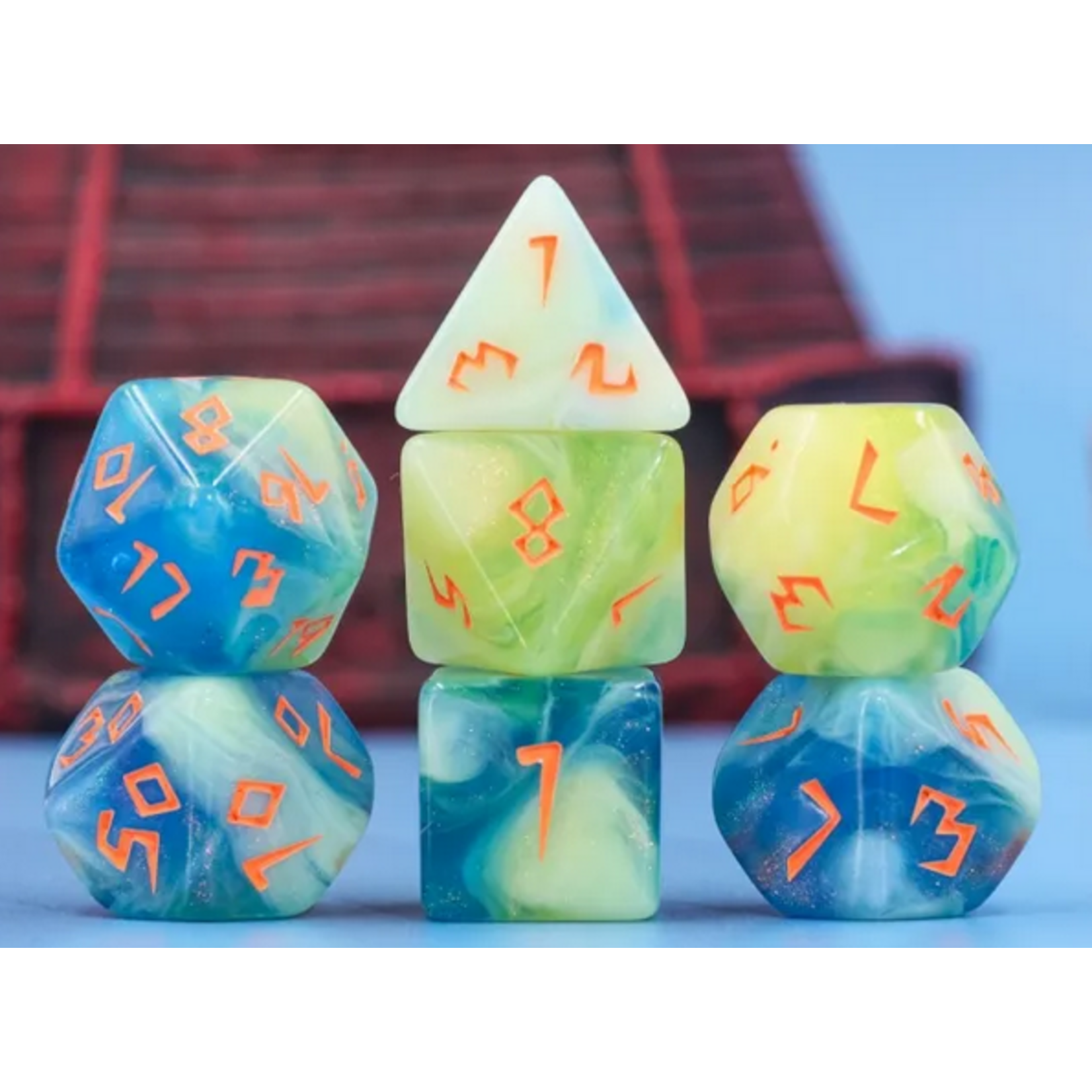 HD Dice 7 Set Polyhedral Dice - Tranquil Summer