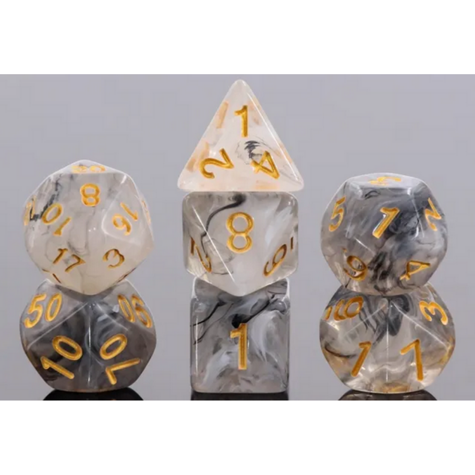 HD Dice 7 Set Polyhedral Dice - Ink Painting