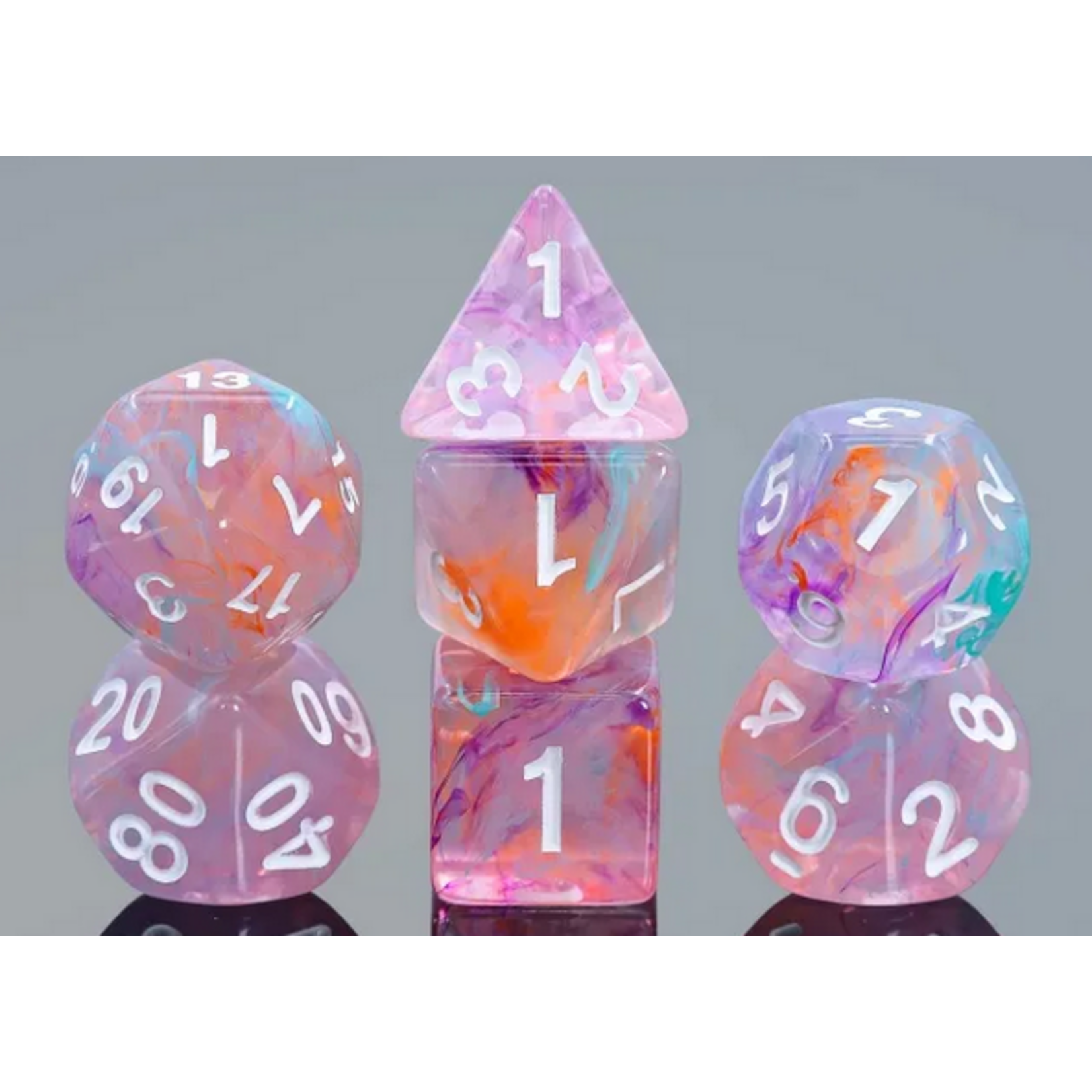 HD Dice 7 Set Polyhedral Dice - Honey Peach