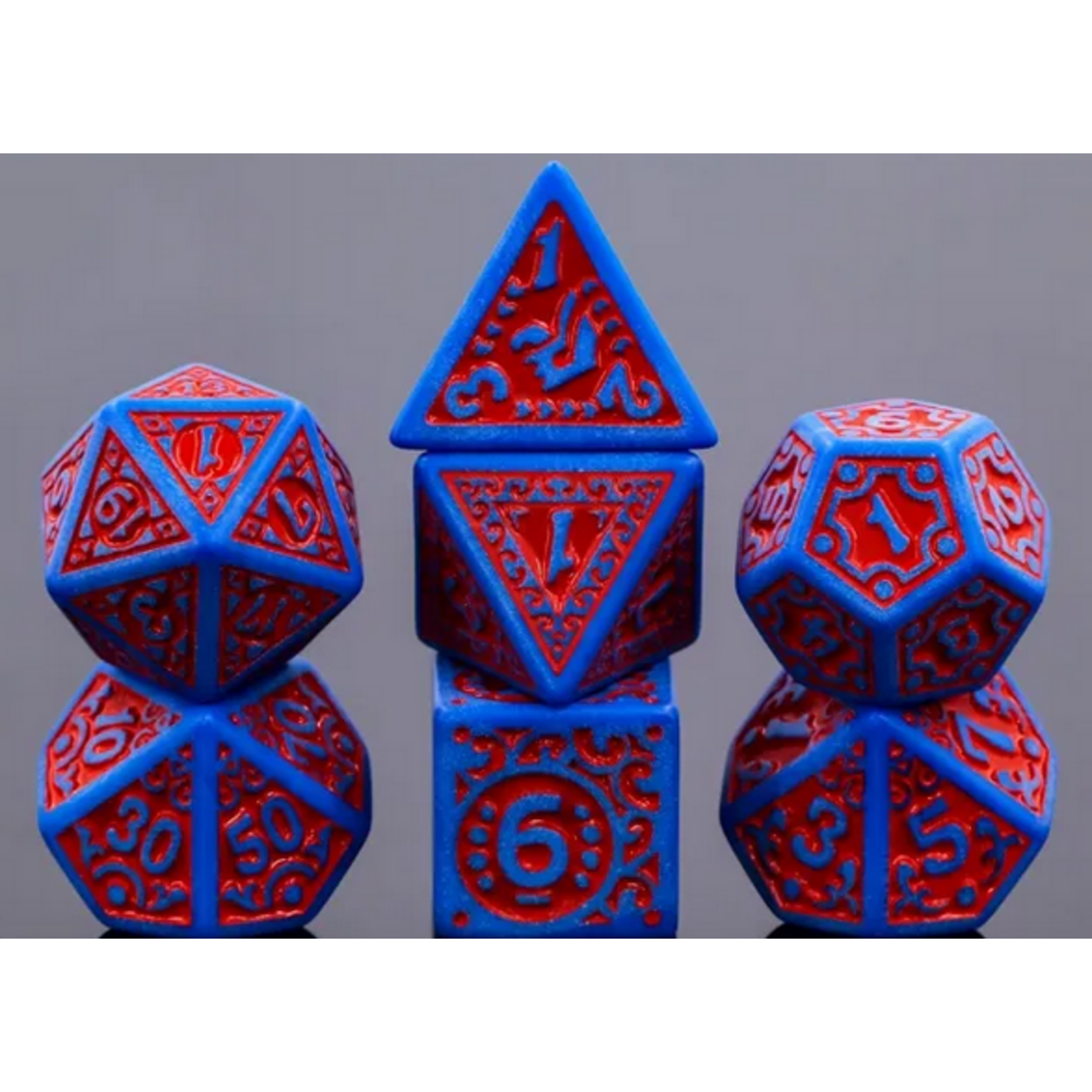 HD Dice 7 Set Polyhedral Dice - Magic Flame (Blue/Red)