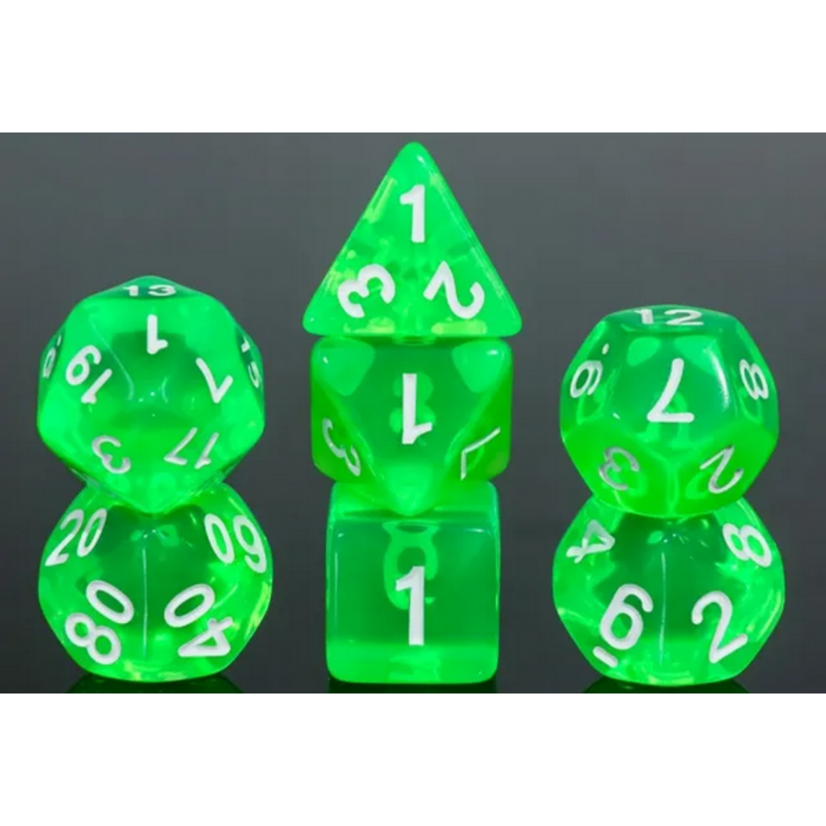 HD Dice 7 Set Polyhedral Dice - Green Gems