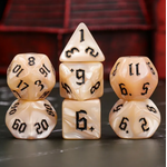 HD Dice 7 Set Polyhedral Dice - Beige Pearl Black Ink