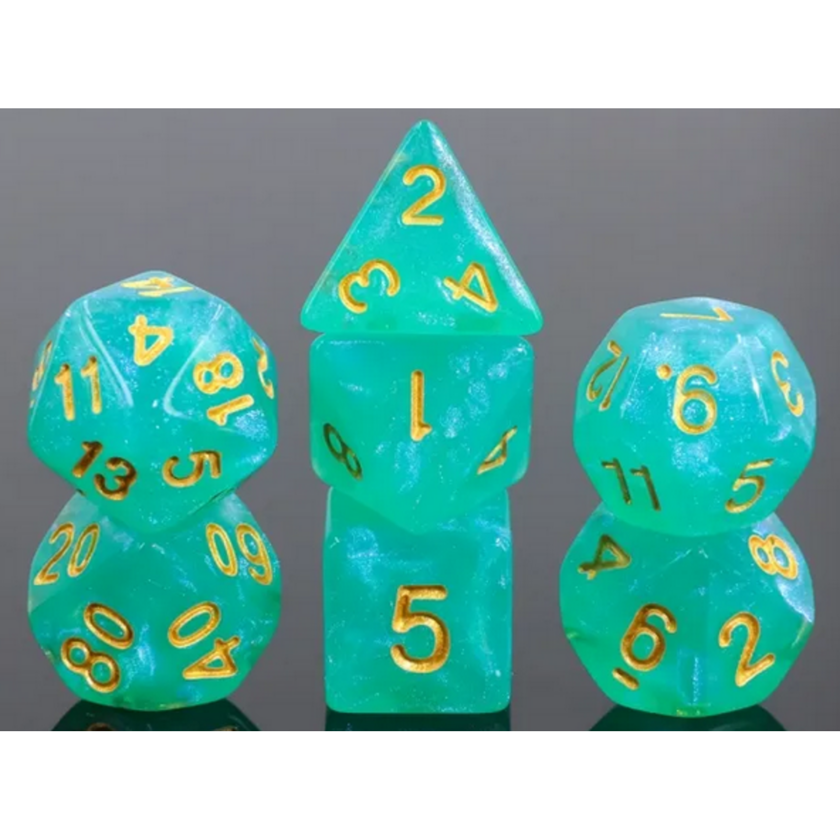HD Dice 7 Set Polyhedral Dice - Teal Water
