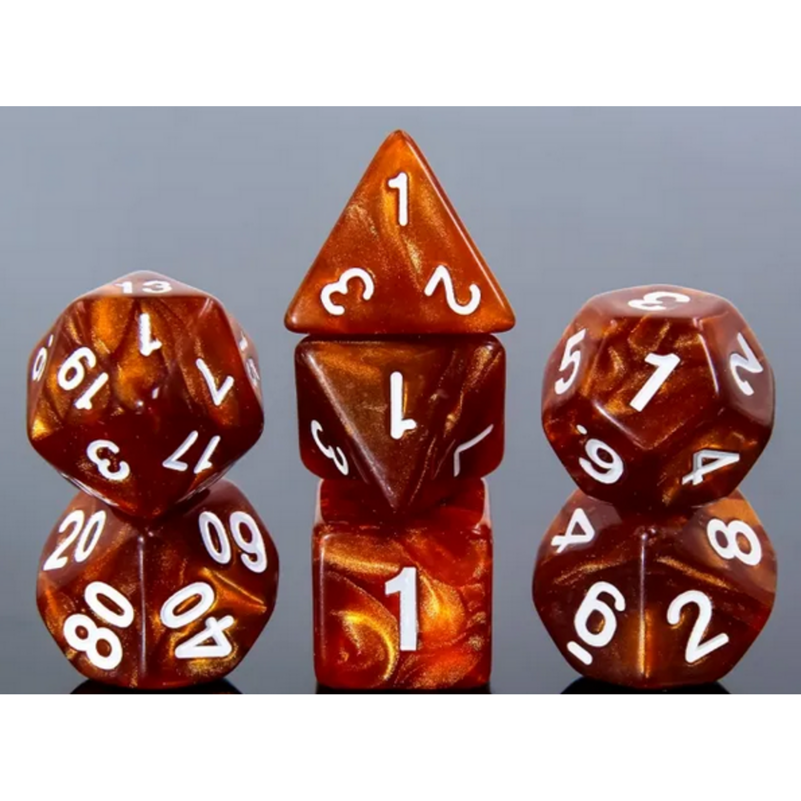 HD Dice 7 Set Polyhedral Dice - Amber