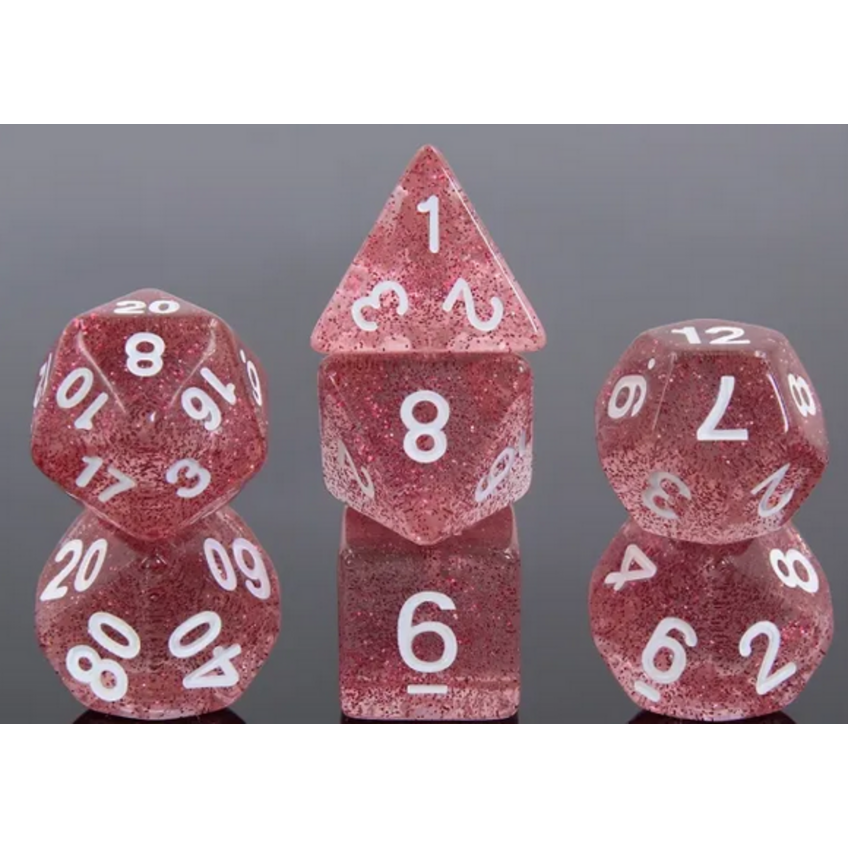 HD Dice 7 Set Polyhedral Dice - Pink Glitter
